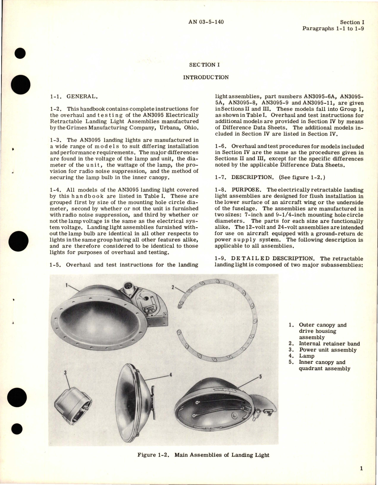 Sample page 5 from AirCorps Library document: Overhaul Instructions for Landing Light Assembly - AN 3095