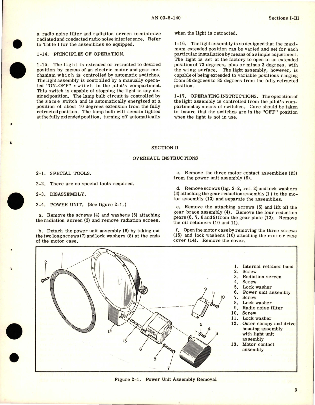 Sample page 7 from AirCorps Library document: Overhaul Instructions for Landing Light Assembly - AN 3095