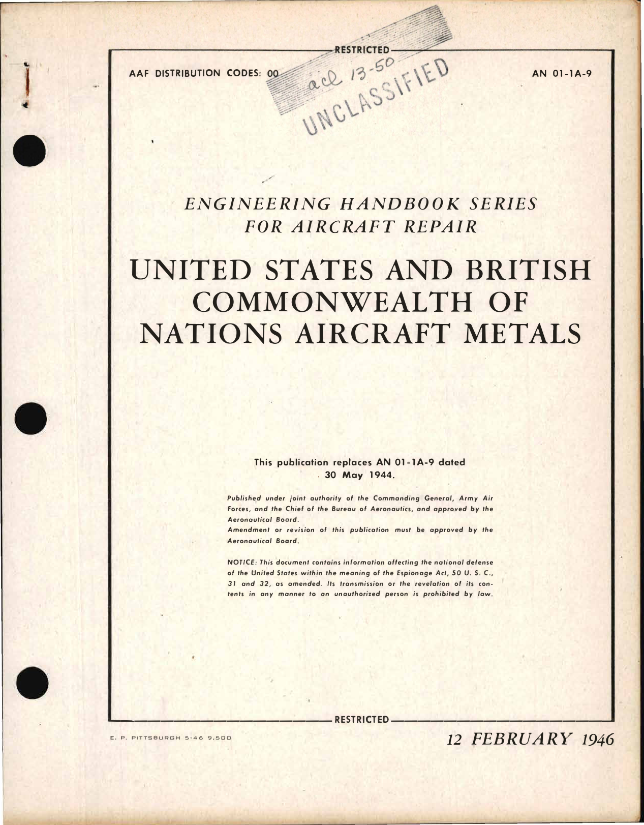 Sample page 1 from AirCorps Library document: United States and British Commonwealth of Nations Aircraft Metals