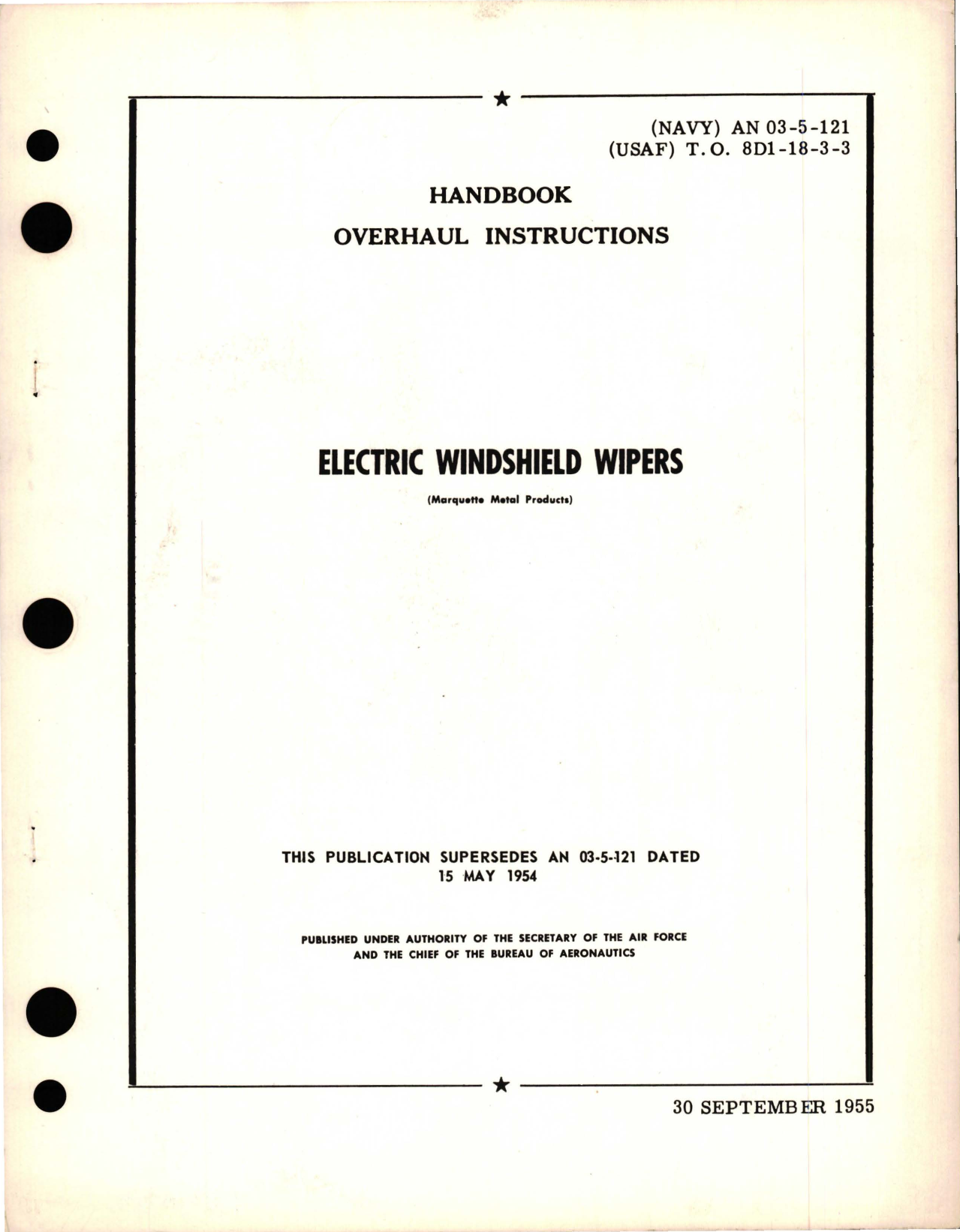 Sample page 1 from AirCorps Library document: Overhaul Instructions for Electric Windshield Wipers
