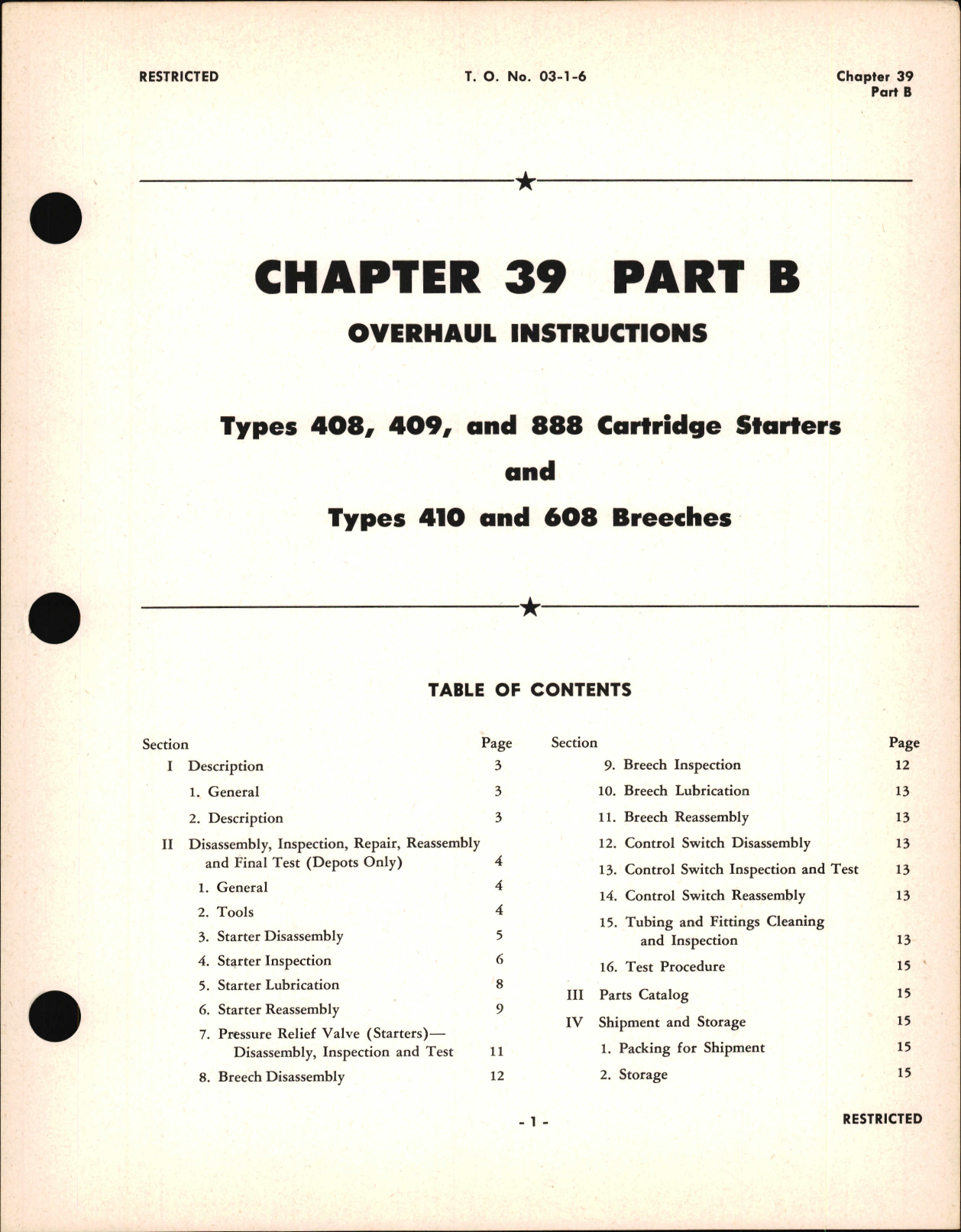 Sample page 1 from AirCorps Library document: Overhaul Instruction for Cartridge Starters and Breeches, Chapter 39 Part B