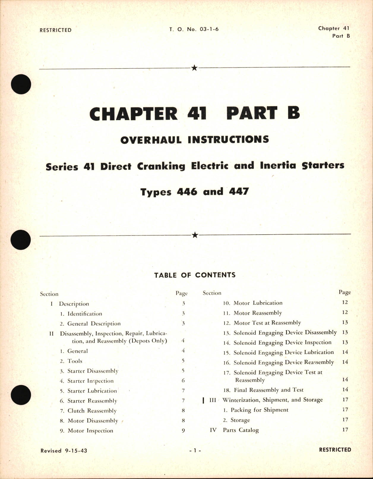 Sample page 1 from AirCorps Library document: Overhaul Instruction for Direct Cranking Electric and Inertia Starters, Chapter 41 Part B