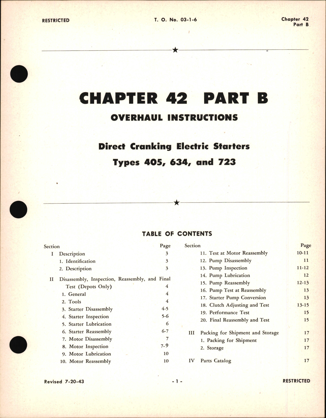 Sample page 1 from AirCorps Library document: Overhaul Instructions for Direct Cranking Electric Starters, Chapter 42 Part B