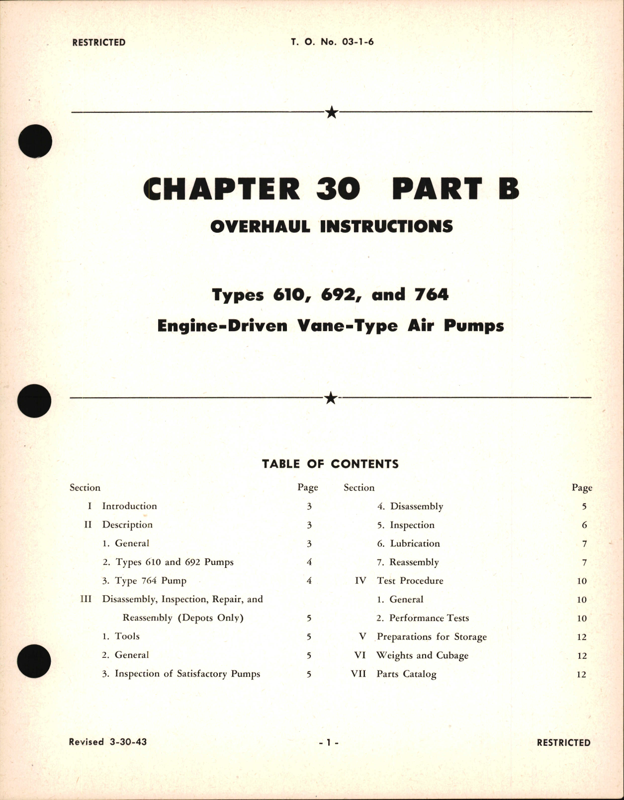 Sample page 1 from AirCorps Library document: Overhaul Instructions for Engine Driven Vane Type Air Pumps, Chapter 30 Part B