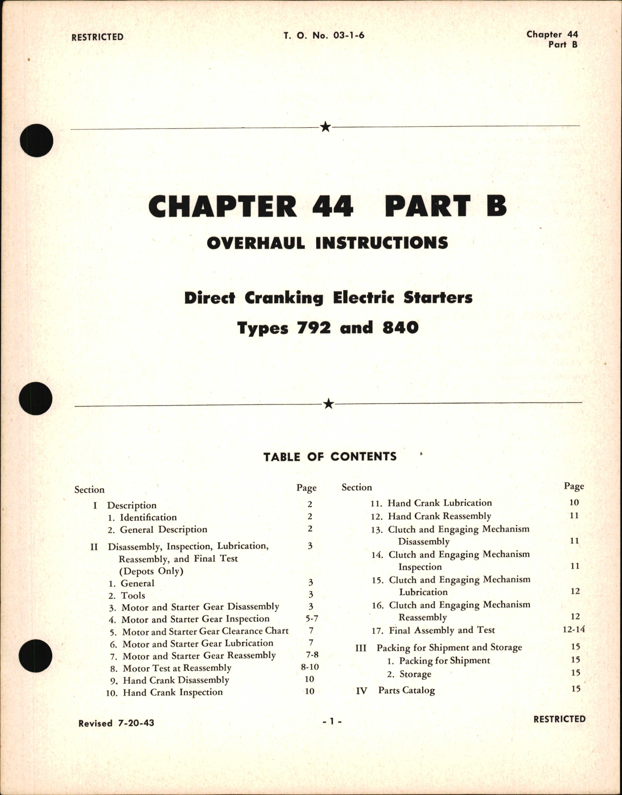 Sample page 1 from AirCorps Library document: Overhaul Instructions for Direct Cranking Electric Starters, Chapter 44 Part B