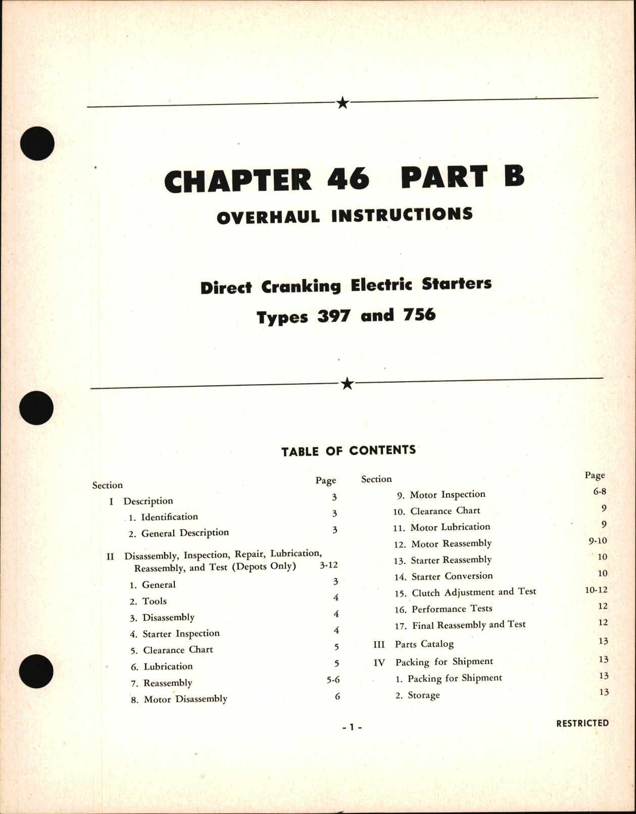 Sample page 1 from AirCorps Library document: Overhaul Instructions for Direct Cranking Electric Starters, Chapter 46 Part B