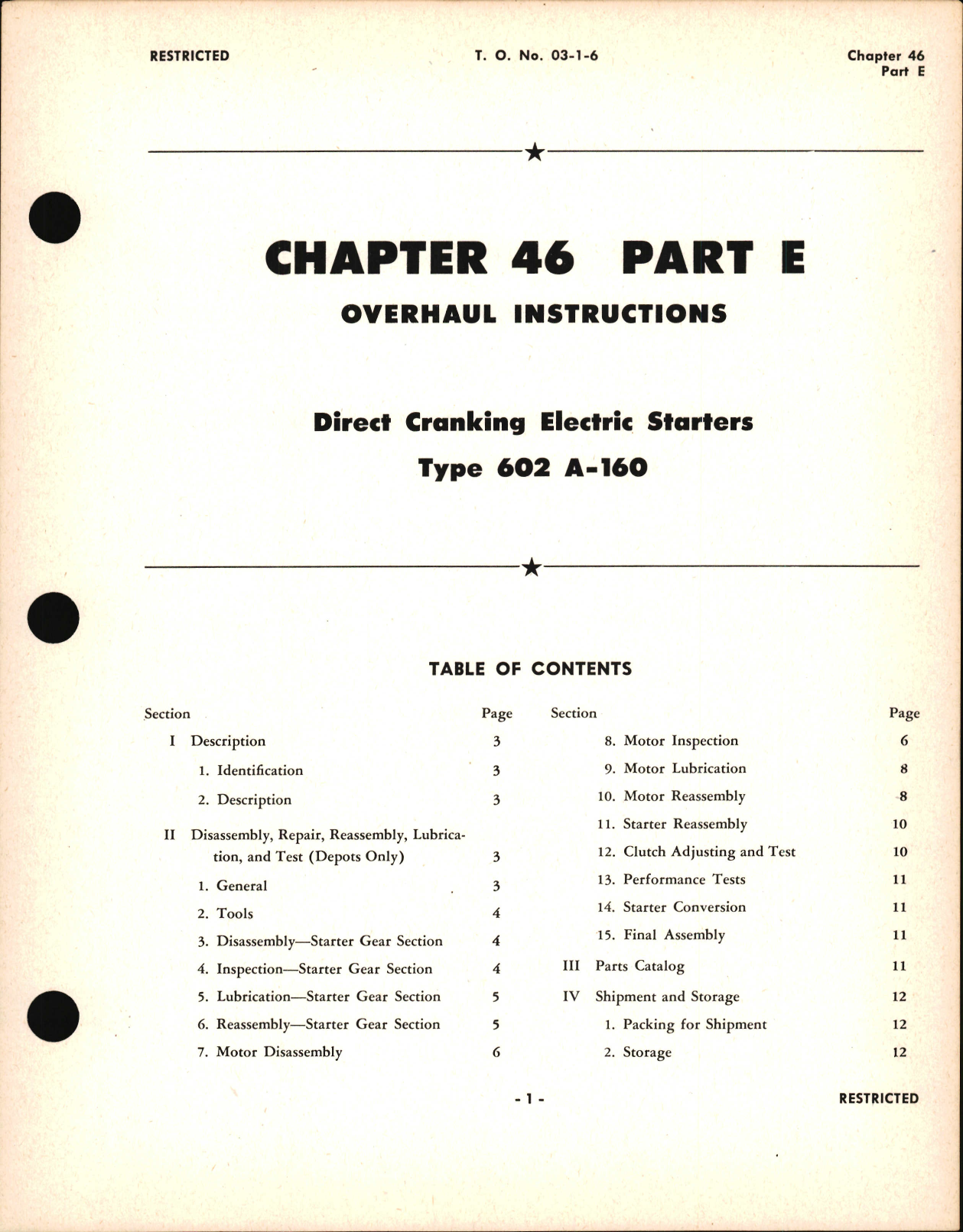 Sample page 1 from AirCorps Library document: Overhaul Instructions for Direct Cranking Electric Starters, Chapter 46 Part E