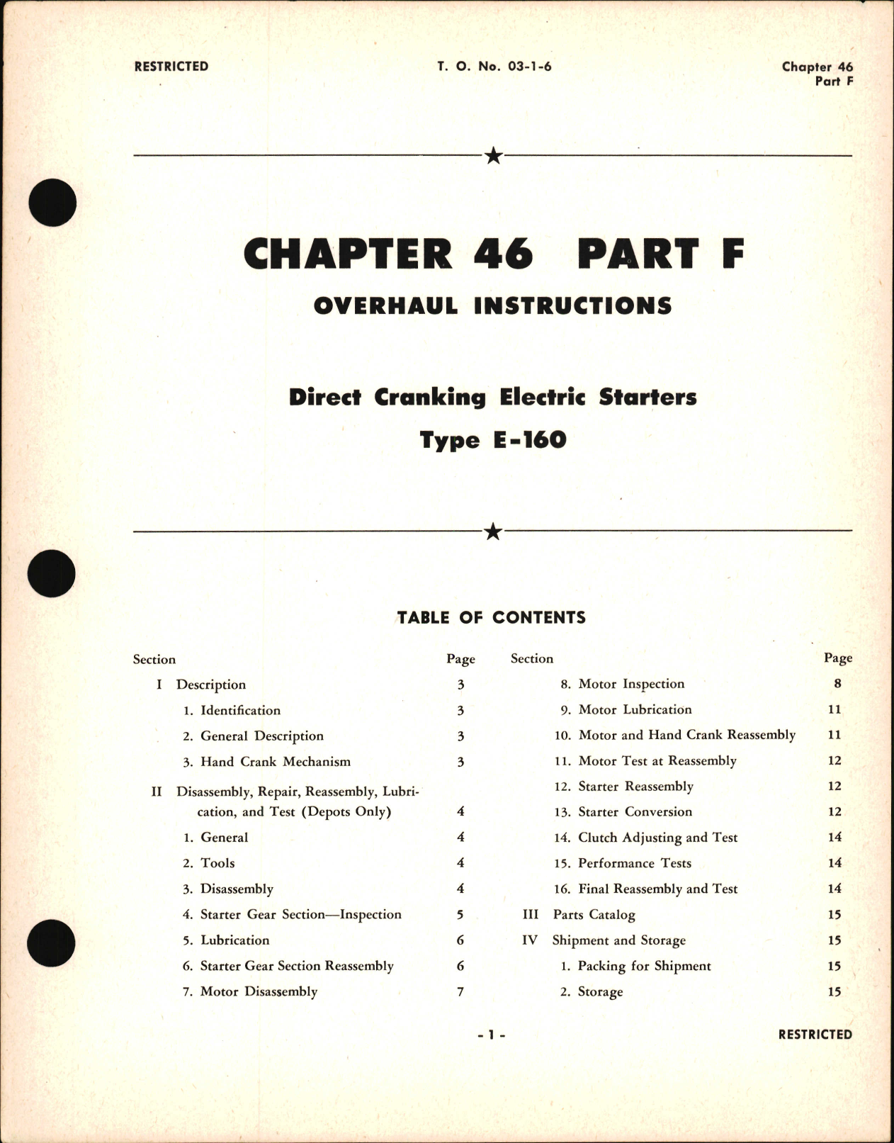 Sample page 1 from AirCorps Library document: Overhaul Instructions for Direct Cranking Electric Starters, Chapter 46 Part F