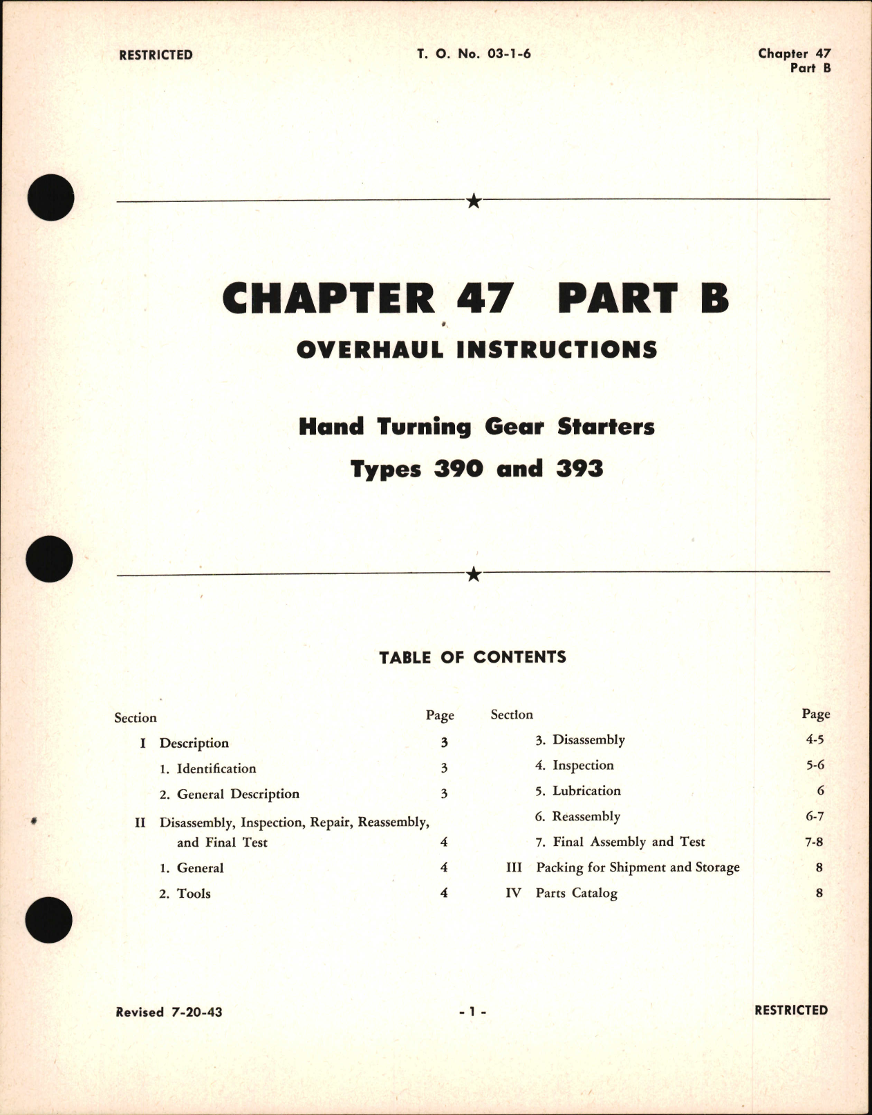 Sample page 1 from AirCorps Library document: Overhaul Instructions for Hand Turning Gear Starters, Chapter 47 Part B