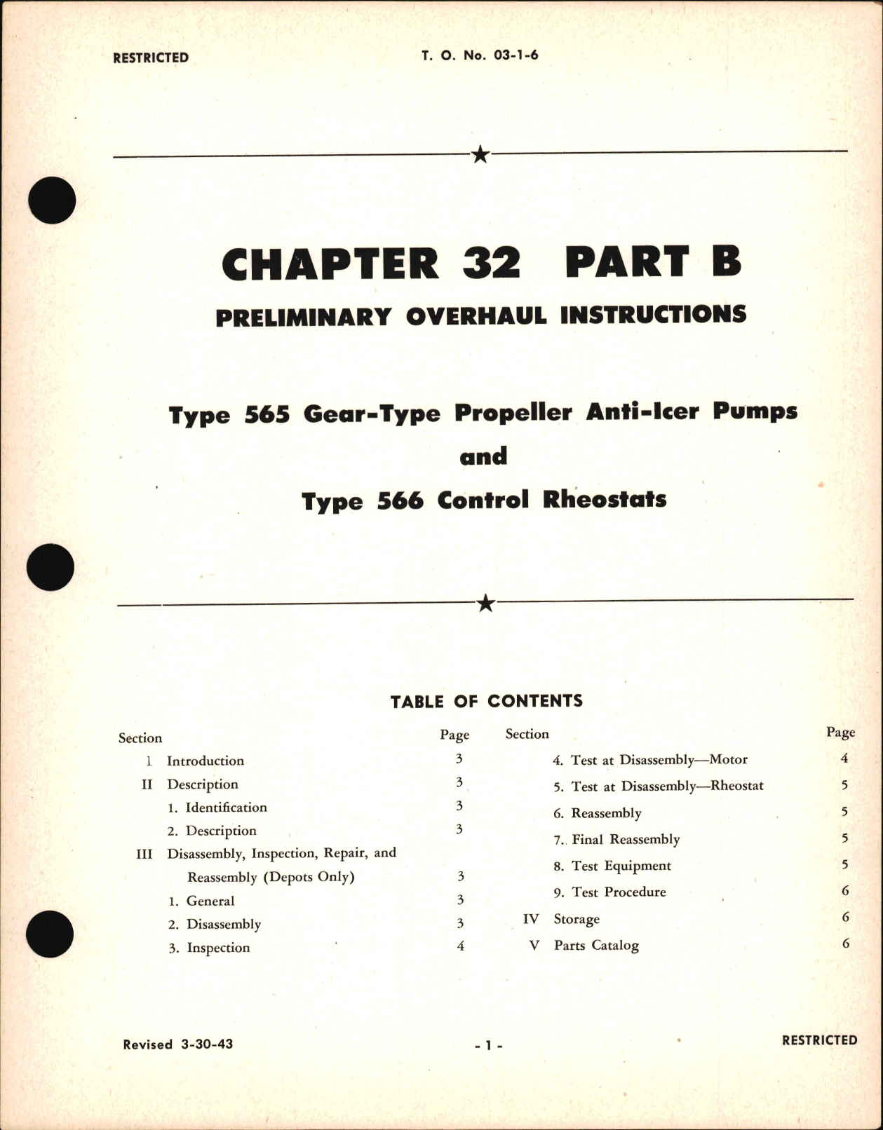 Sample page 1 from AirCorps Library document: Preliminary Overhaul Instructions for Gear Type Propeller Anti-Icer Pumps & Control Rheostats, Chapter 32 Part B