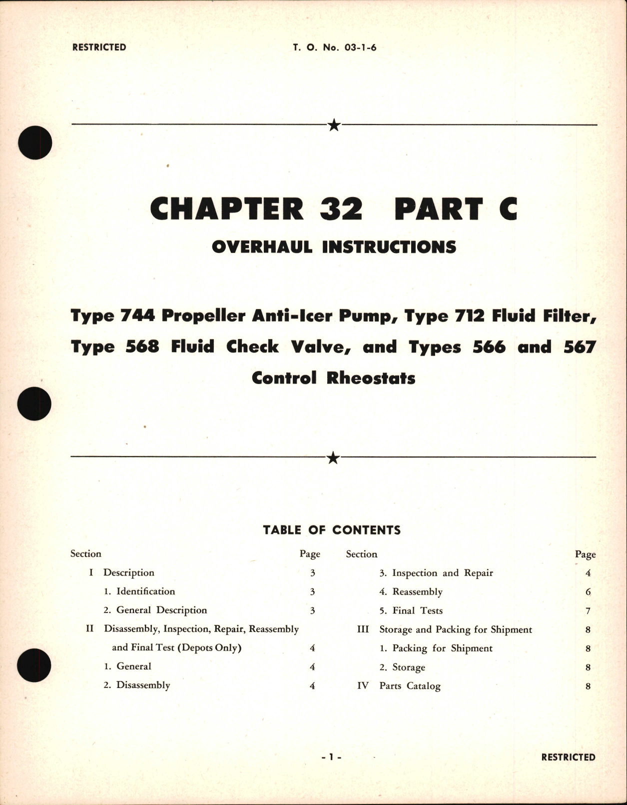Sample page 1 from AirCorps Library document: Overhaul Instructions for Propeller Anti-Icer Pump, Fluid Filter, Fluid Check Valve and Control Rheostats, Chapter 32 Part C