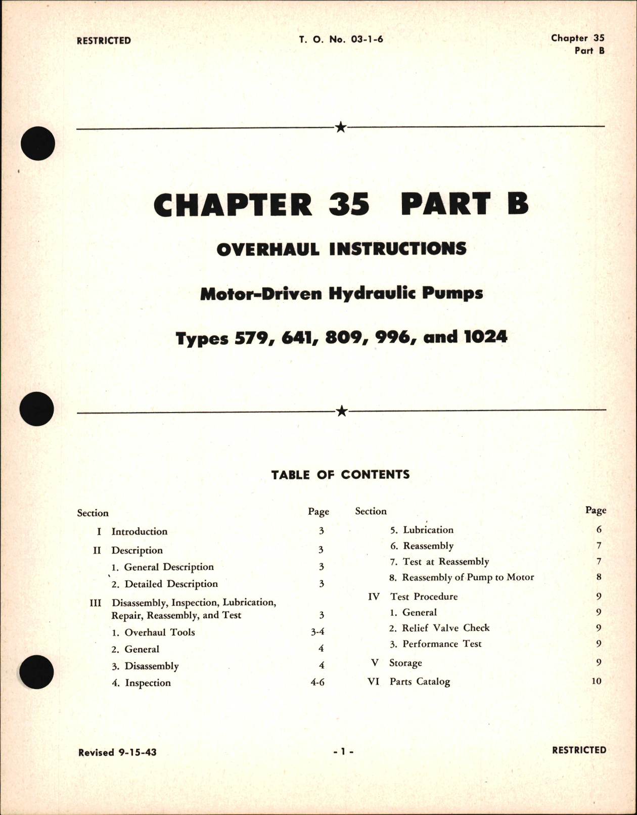 Sample page 1 from AirCorps Library document: Overhaul Instructions for Motor Driven Hydraulic Pumps, Chapter 35 Part B