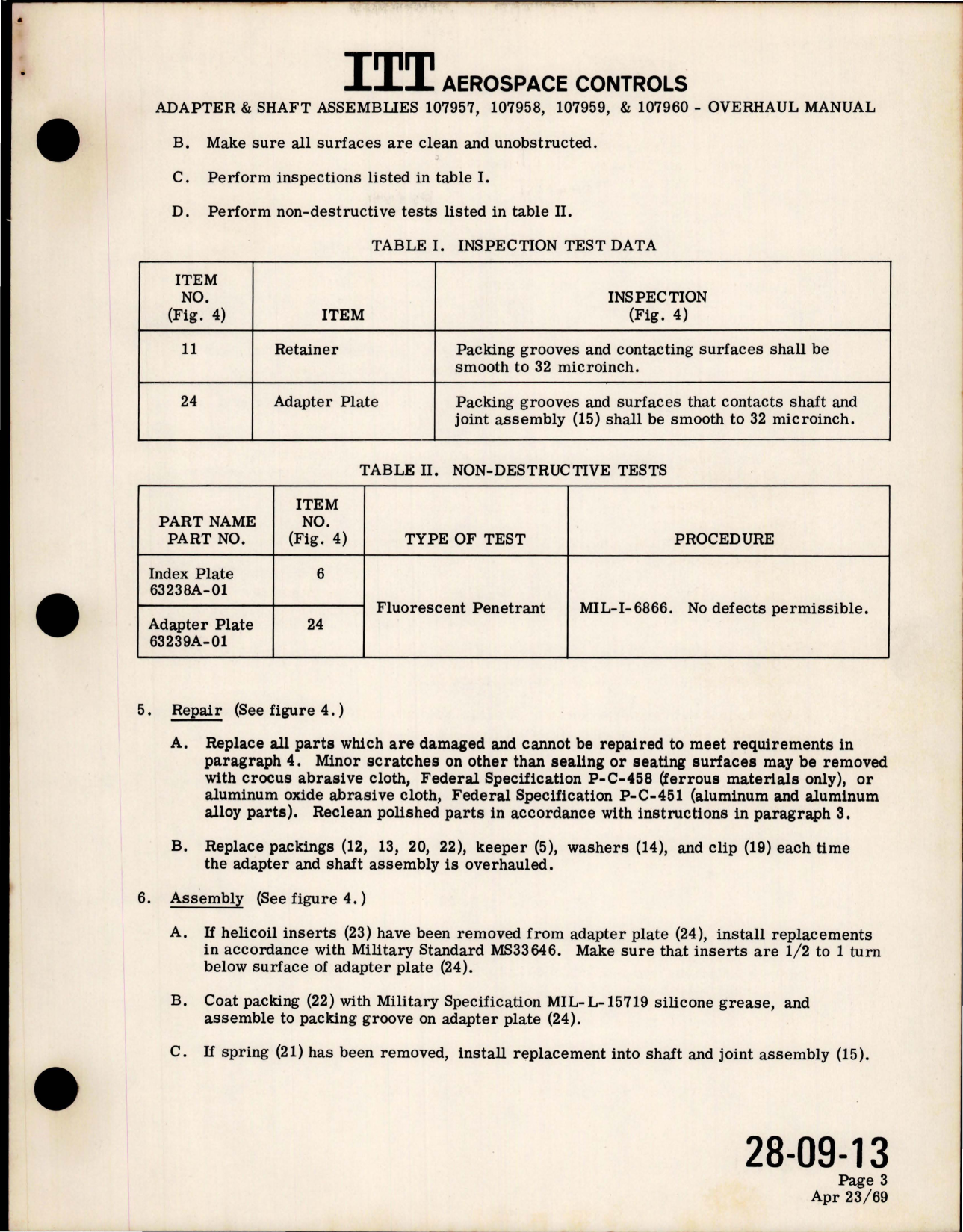 Sample page 5 from AirCorps Library document: Overhaul with Parts List for Adapter and Shaft Assemblies - Parts 107957, 107958, 107959 and 107960