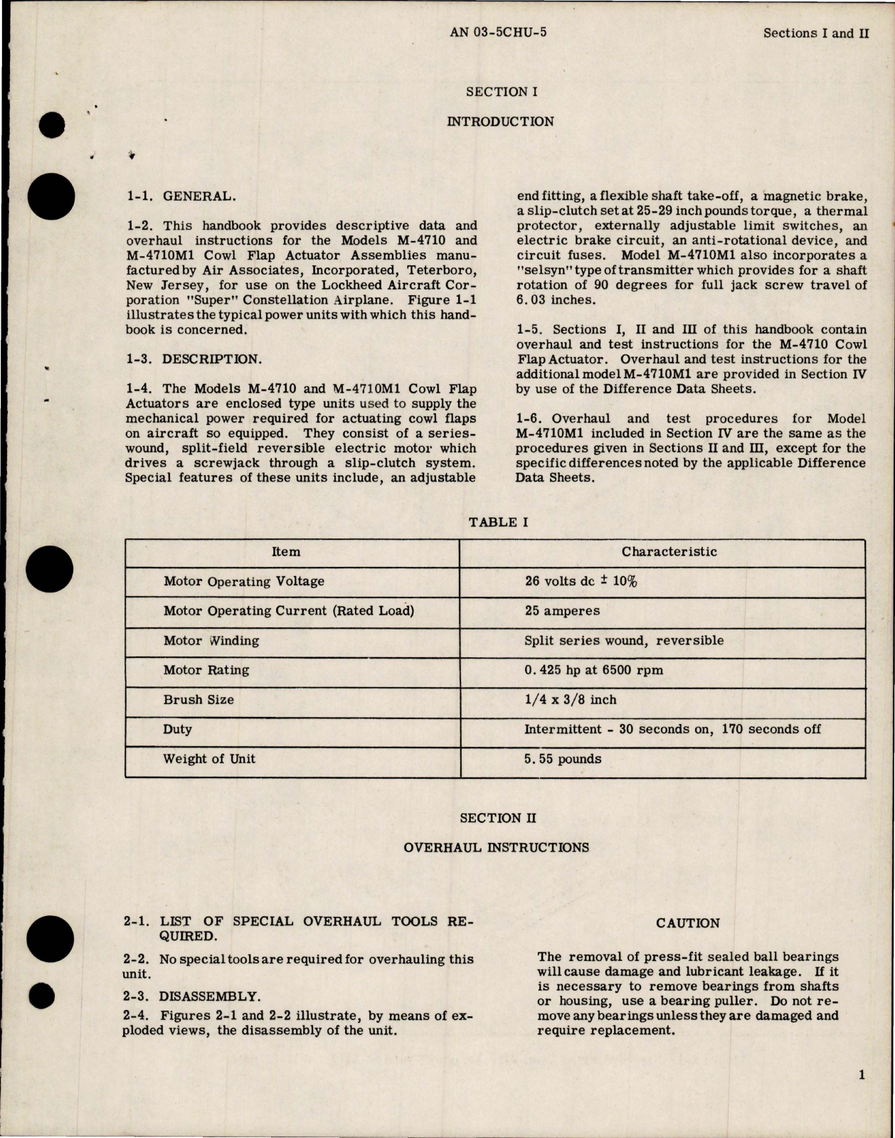 Sample page 5 from AirCorps Library document: Overhaul Instructions for Cowl Flap Actuator - Parts M-4710 and M-4710M1 