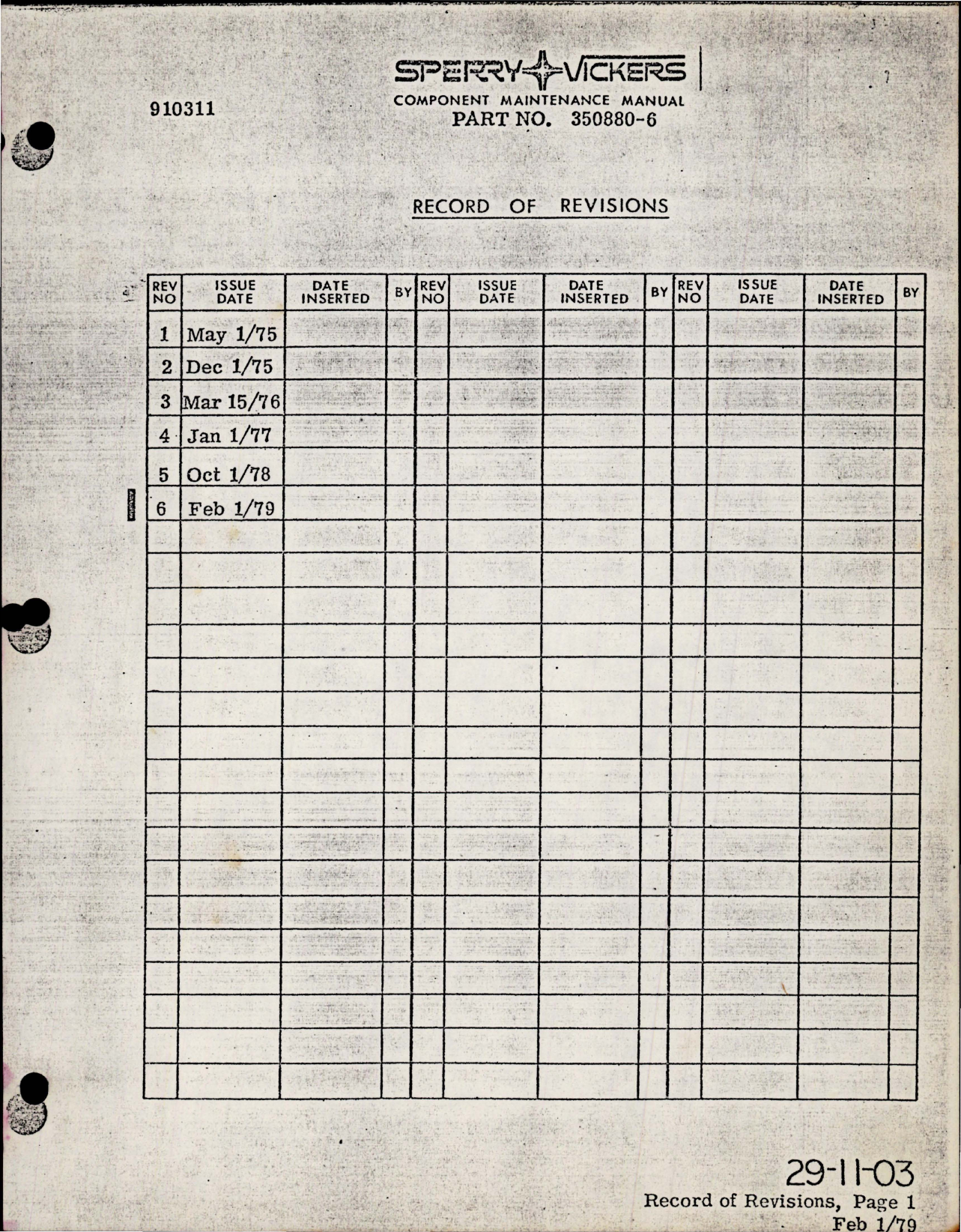 Sample page 5 from AirCorps Library document: Maintenance Manual with Parts List for Variable Displacement Hydraulic Pump - Parts 350880-6 - Model PV3-240-2F