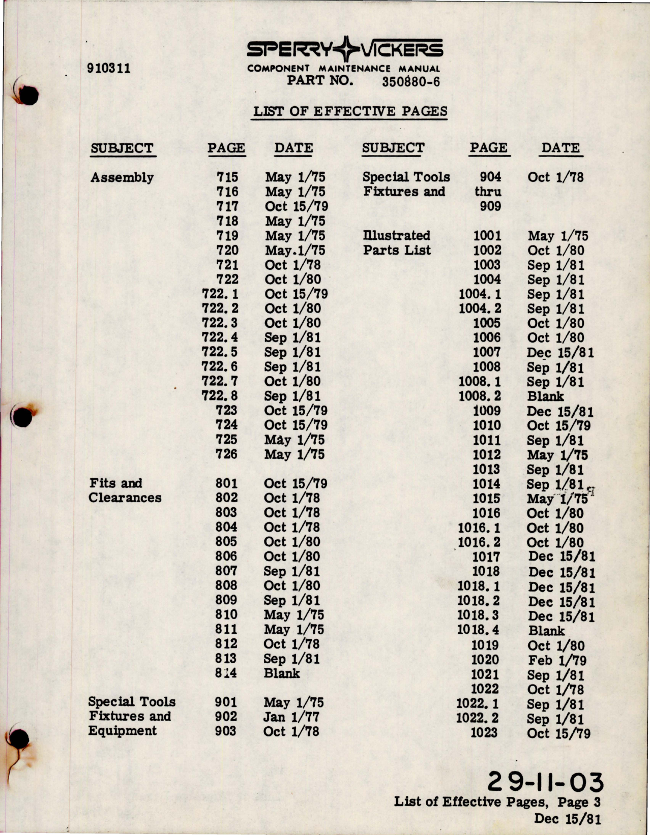 Sample page 7 from AirCorps Library document: Maintenance Manual with Parts List for Variable Displacement Hydraulic Pump - Model PV3-240-2F - Part 350880-6 