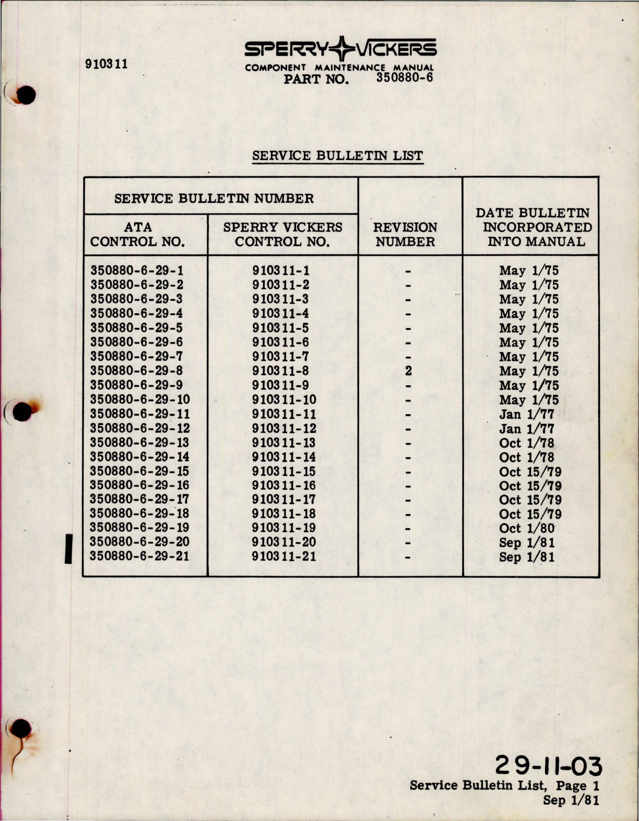 Sample page 9 from AirCorps Library document: Maintenance Manual with Parts List for Variable Displacement Hydraulic Pump - Model PV3-240-2F - Part 350880-6 