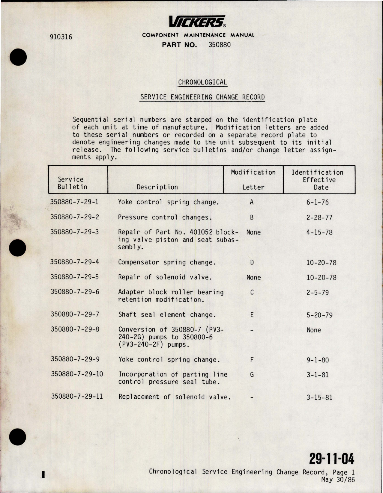 Sample page 9 from AirCorps Library document: Maintenance Manual with Illustrated Parts List for Variable Displacement Hydraulic Pump - Model PV3-240-2G - Part 350880-7