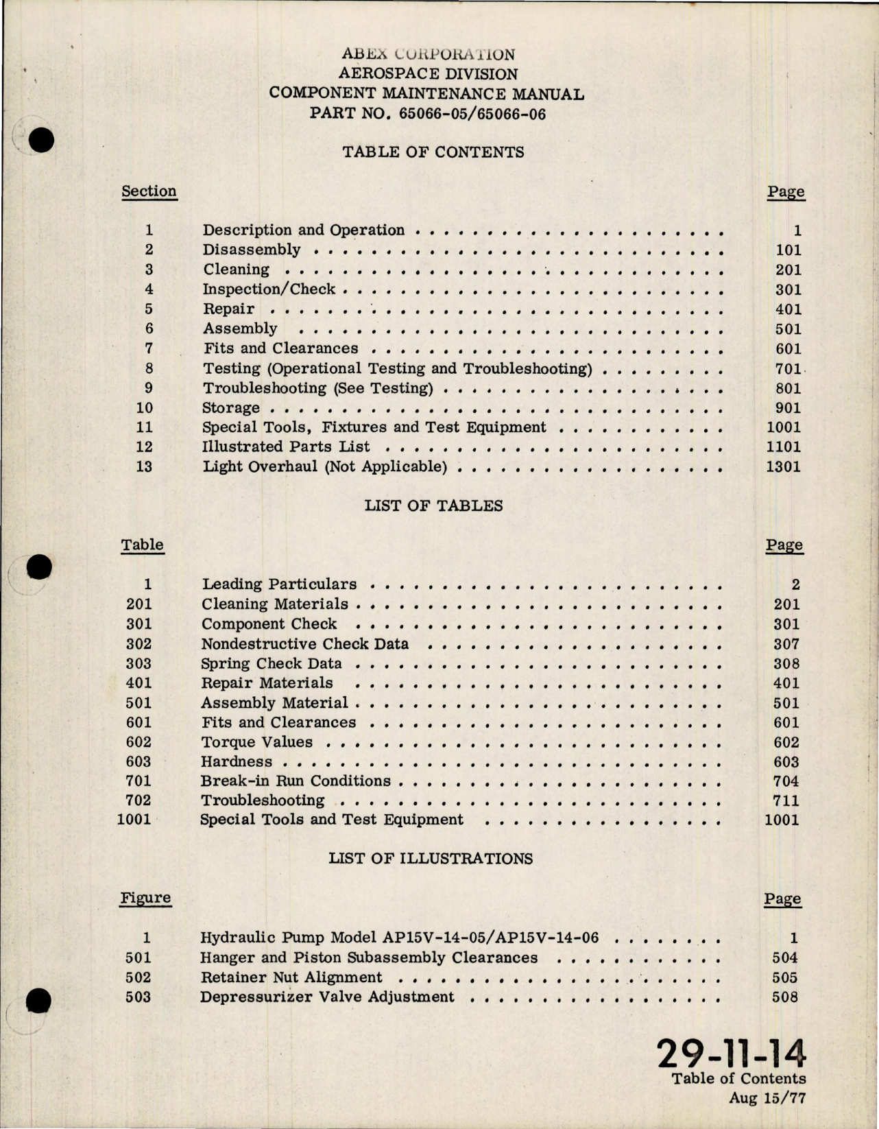 Sample page 7 from AirCorps Library document: Maintenance Manual for Hydraulic Pump - Parts 65066-05 and 65066-06