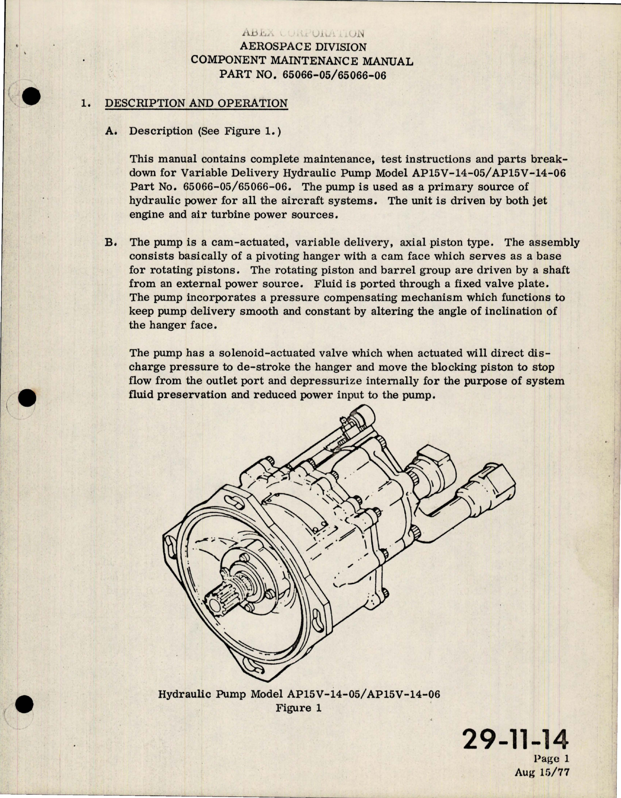 Sample page 9 from AirCorps Library document: Maintenance Manual for Hydraulic Pump - Parts 65066-05 and 65066-06