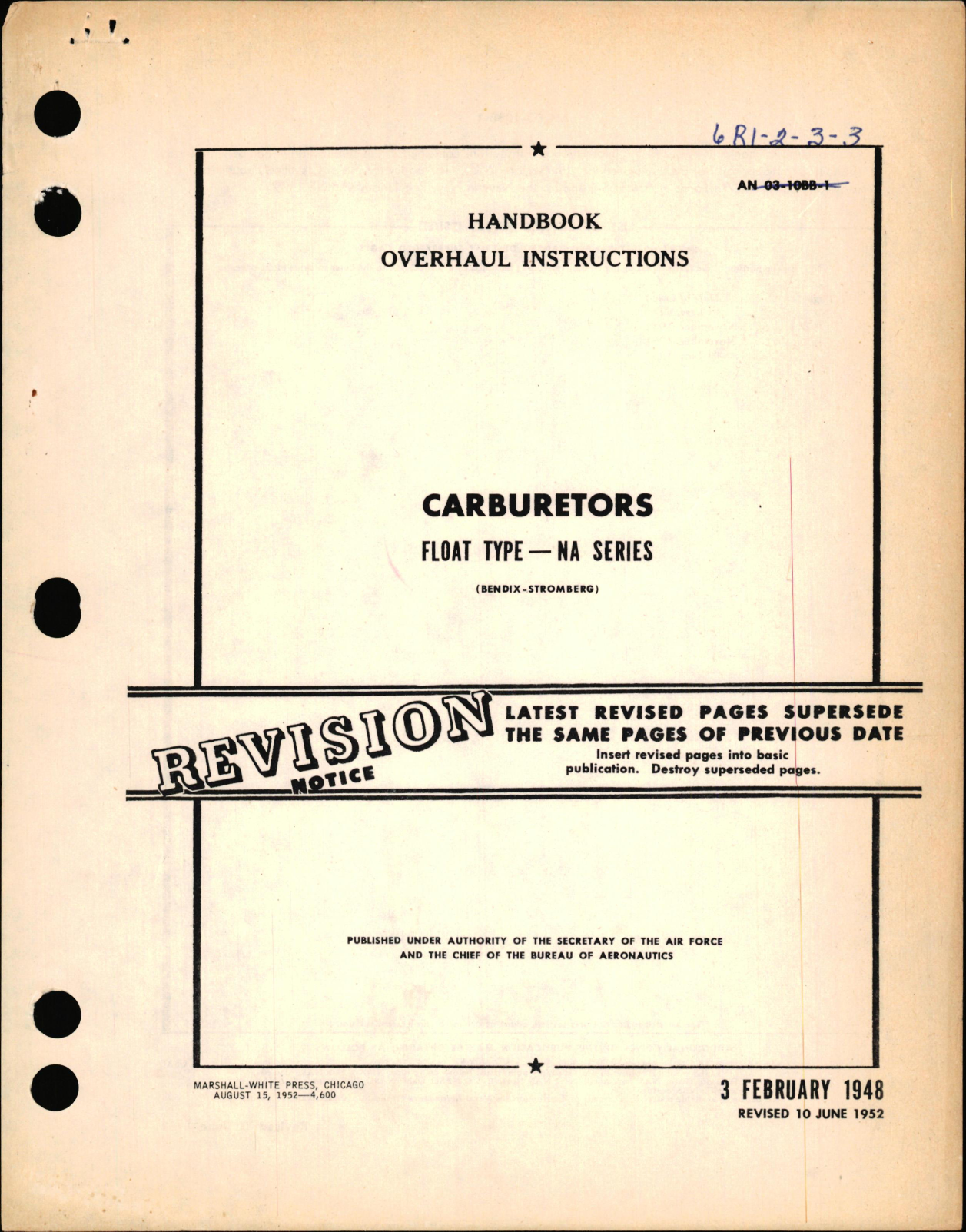 Sample page 1 from AirCorps Library document: Overhaul Instructions for Float Type Carburetors - NA Series