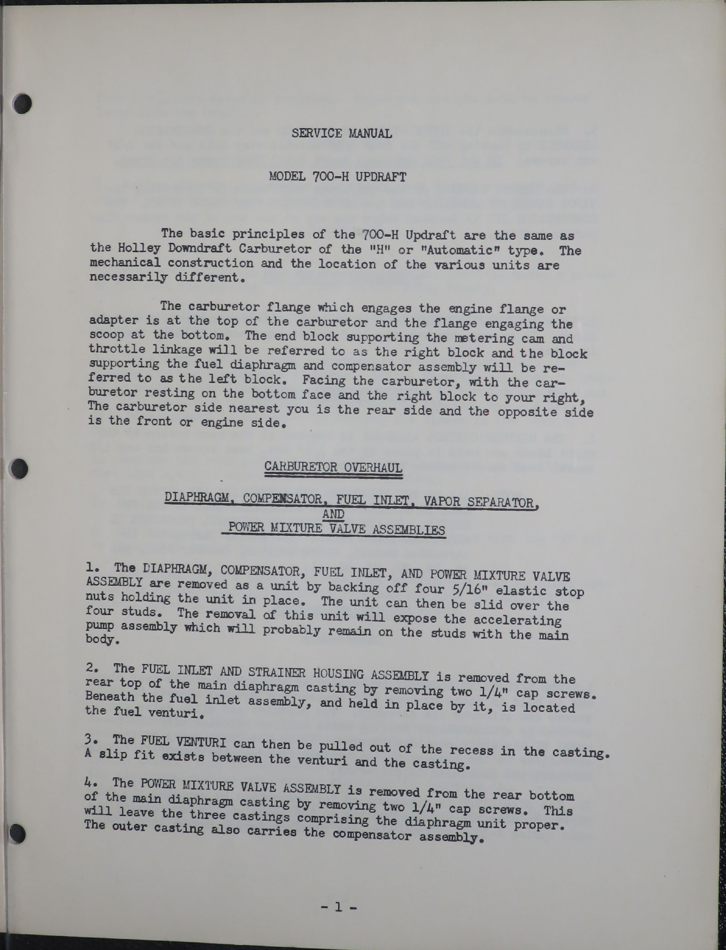 Sample page 5 from AirCorps Library document: Supplementary Instructions for Model 700-H Updraft Carburetor (Holley), , 