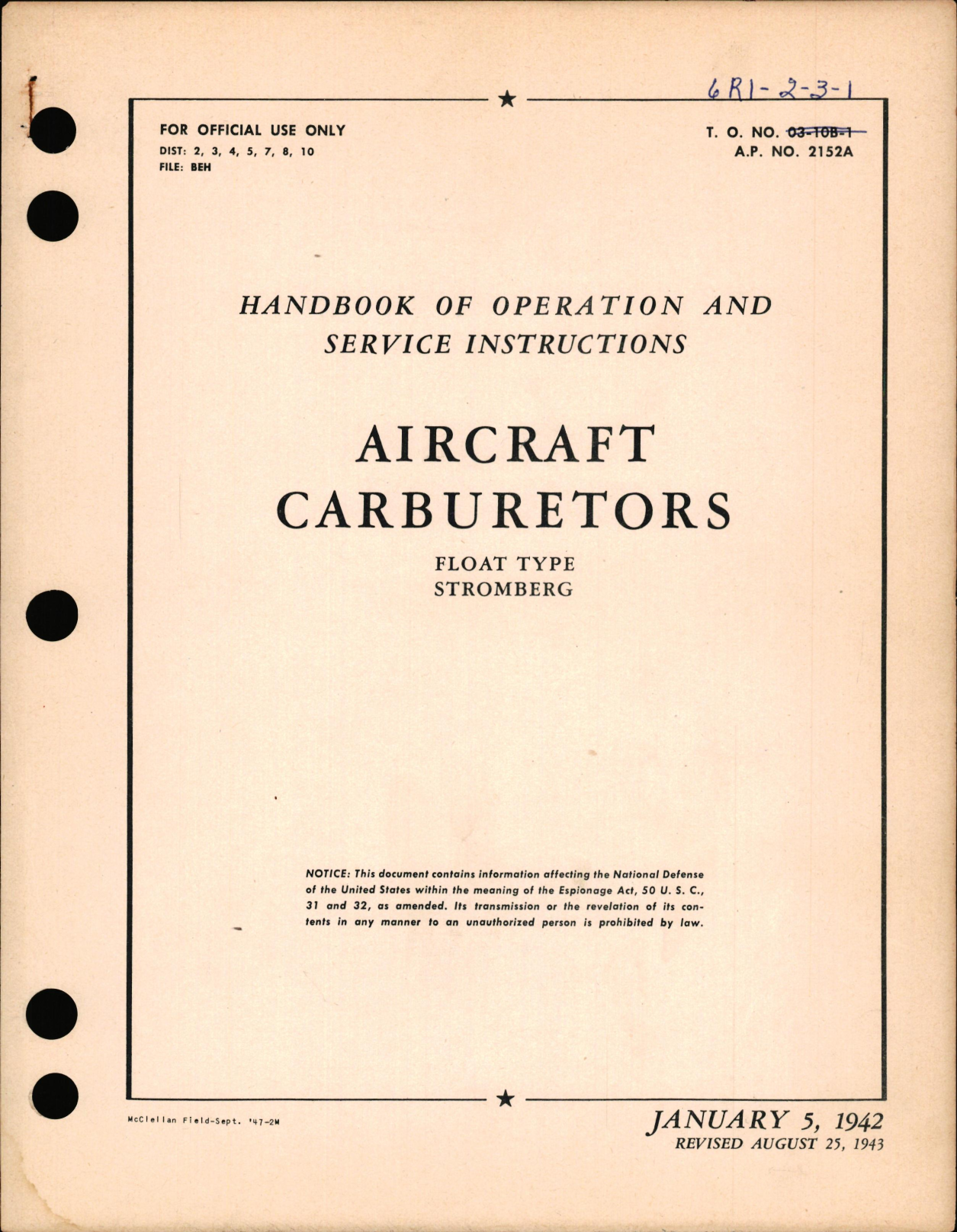 Sample page 1 from AirCorps Library document: Operation and Service Instructions for Float Type Aircraft Carburetors
