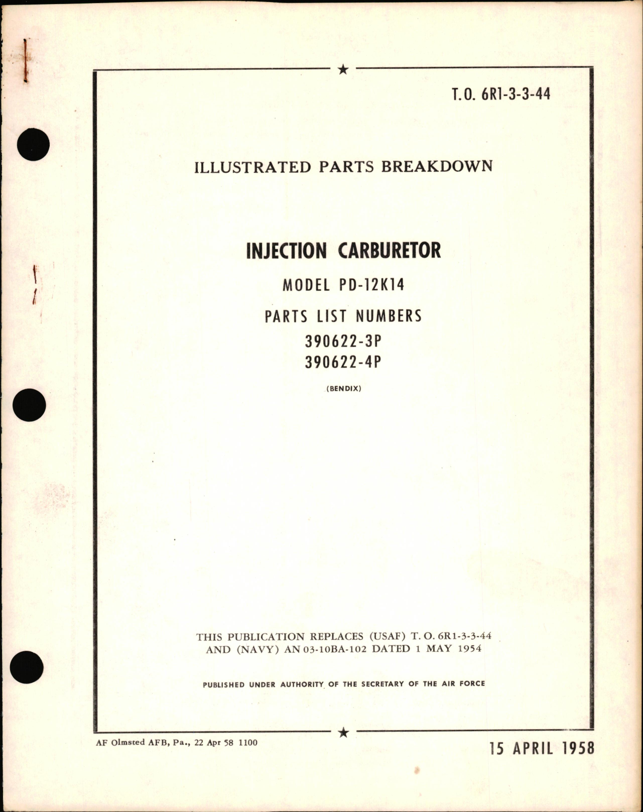 Sample page 1 from AirCorps Library document: Illustrated Parts Breakdown for Injection Carburetor Model PD-12K14
