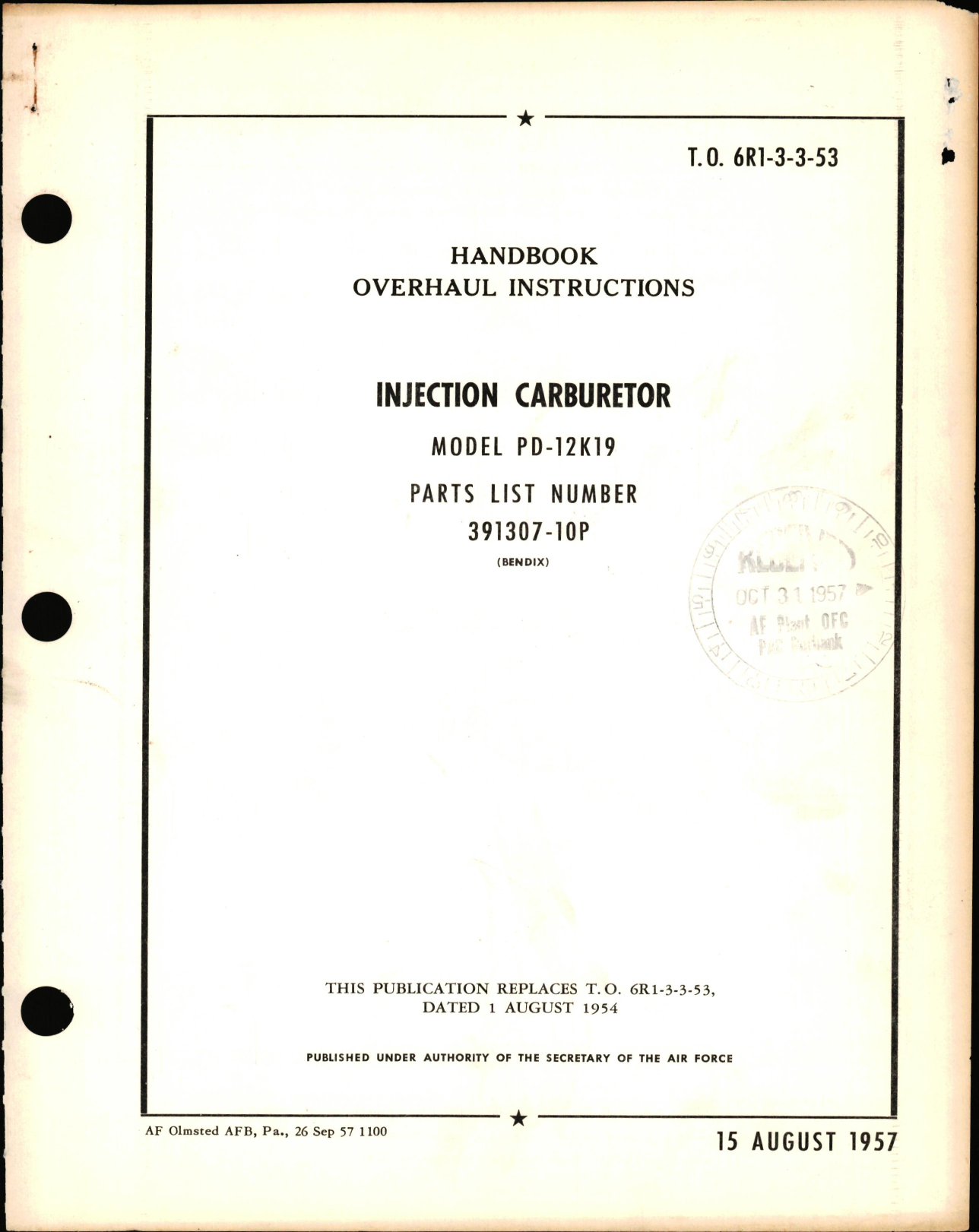 Sample page 1 from AirCorps Library document: Overhaul Instructions for Injection Carburetors Model PD-12K19
