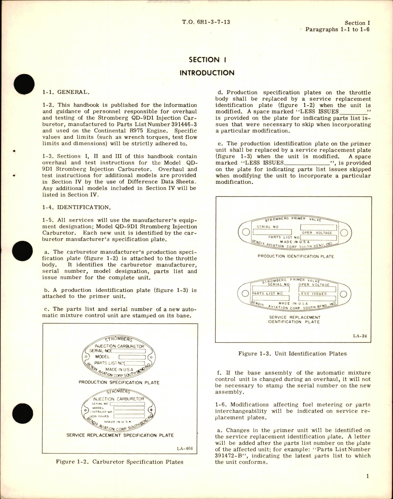 Sample page 5 from AirCorps Library document: Overhaul Instructions for Injection Carburetor Model QD-9D1