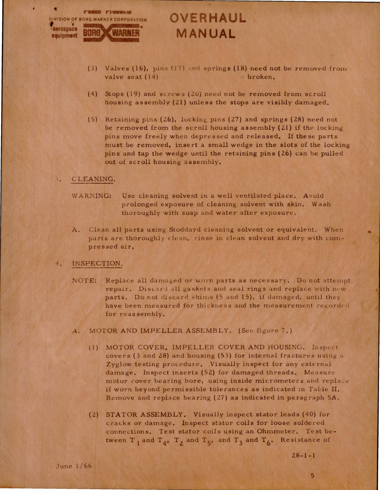 Sample page 5 from AirCorps Library document: Overhaul Manual and Testing Instructions for Motor and Impeller and Scroll Assemblies 
