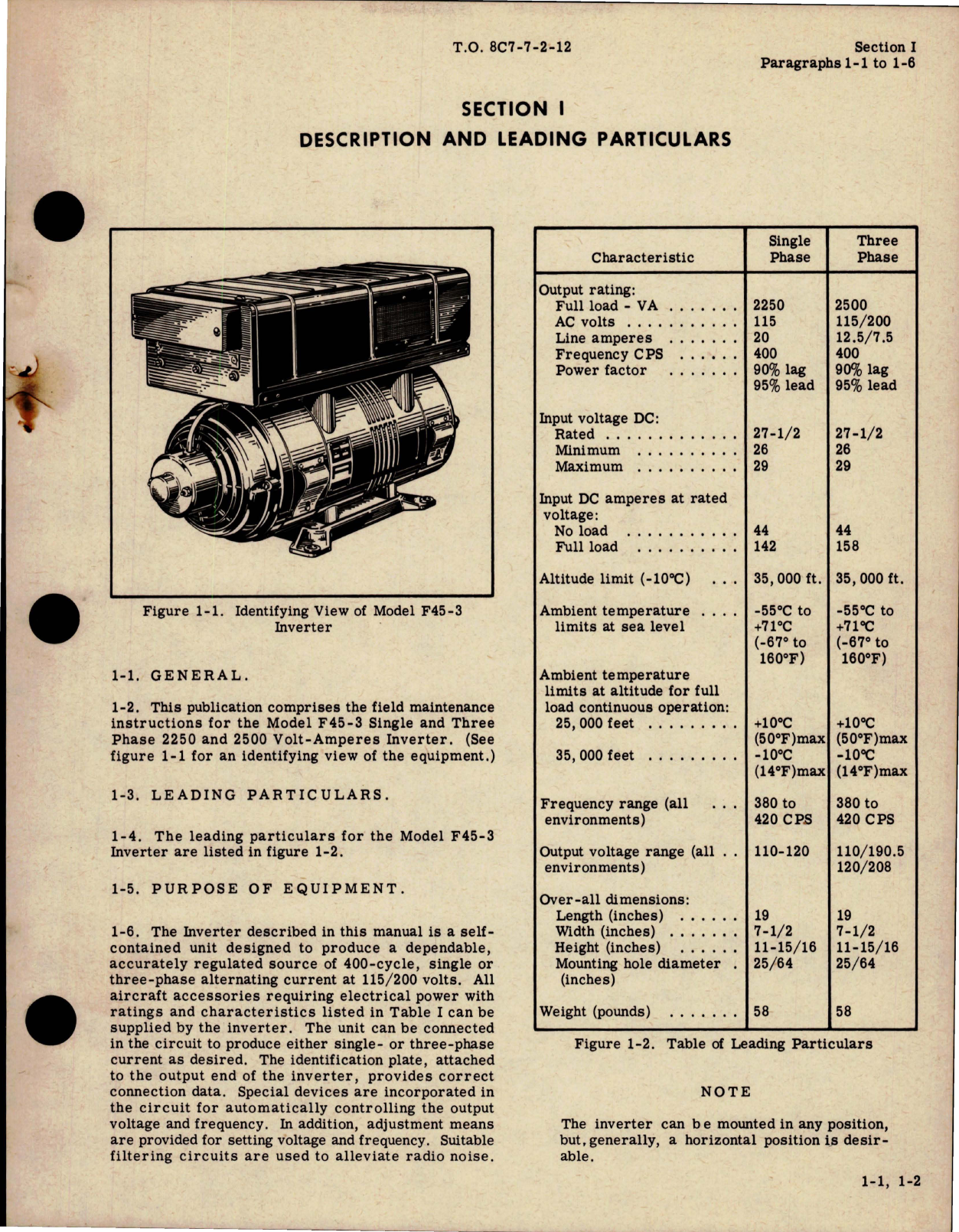 Sample page 7 from AirCorps Library document: Maintenance Instructions for Inverter - Models F45-3, F45, F45-5, F47, F45-10 and F46-2K