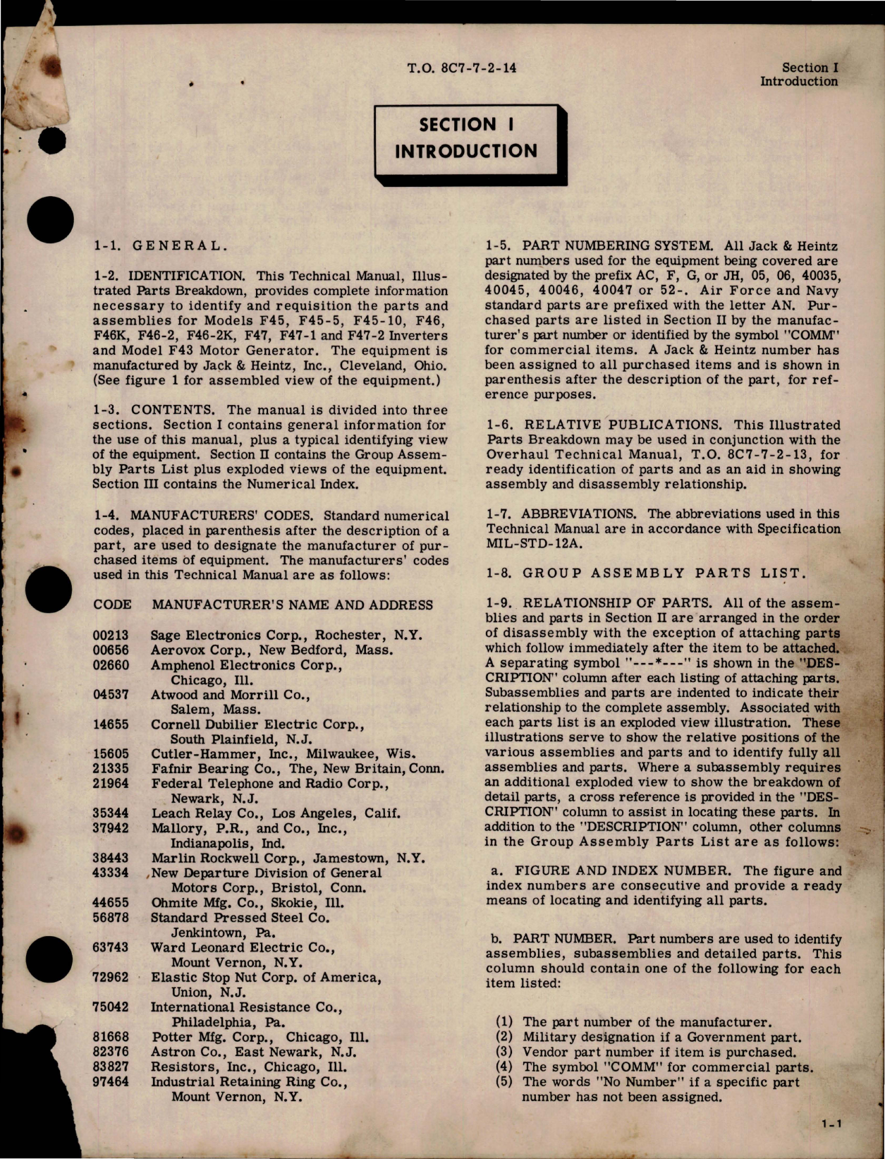 Sample page 5 from AirCorps Library document: Illustrated Parts Breakdown for Inverters and Motor Generator 