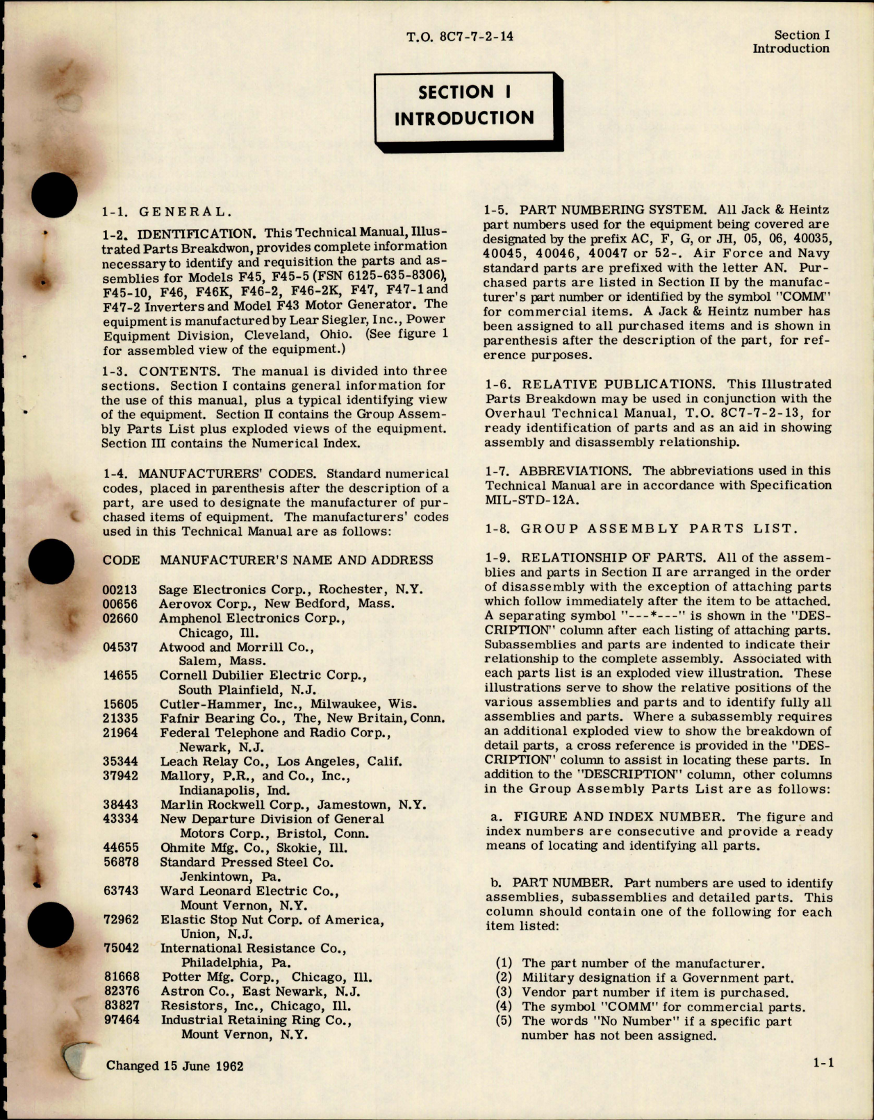 Sample page 5 from AirCorps Library document: Illustrated Parts Breakdown for Inverters and Motor Generators