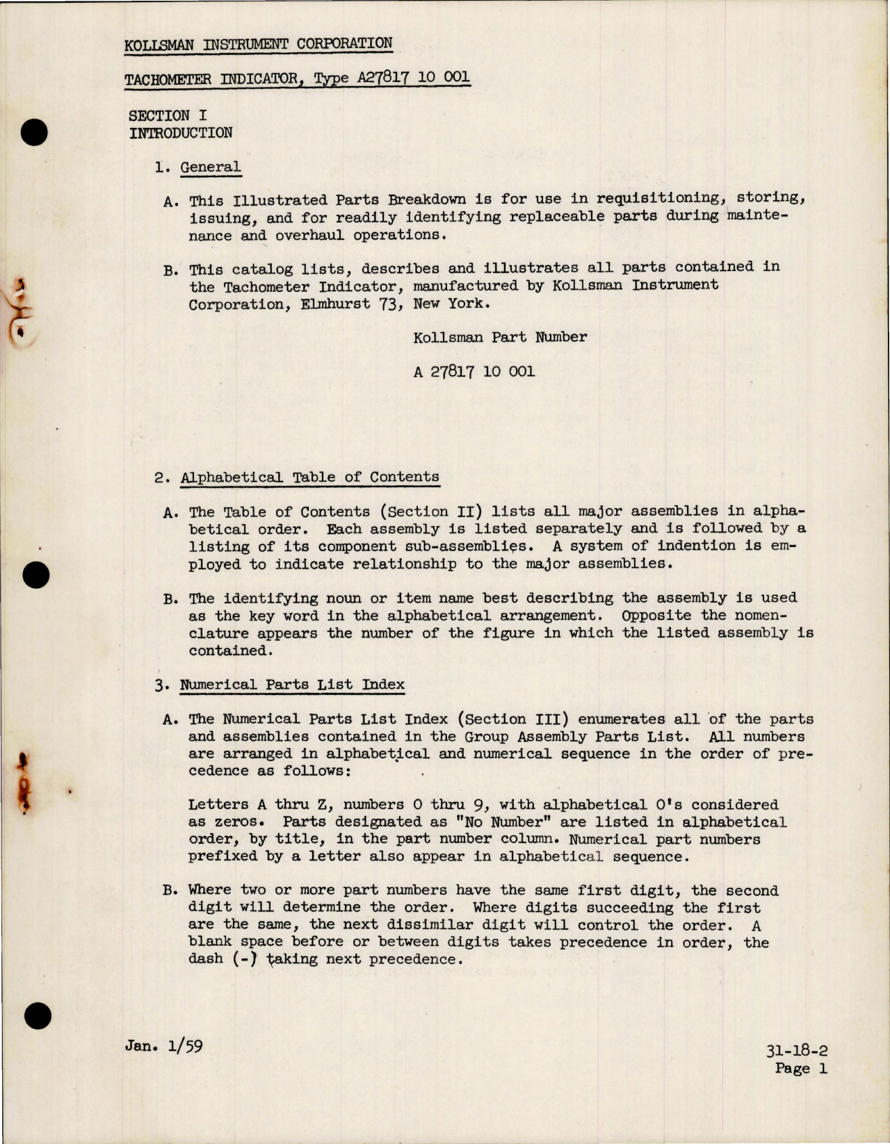Sample page 5 from AirCorps Library document: Illustrated Parts Breakdown for Tachometer Indicator - Type A27817 10 001