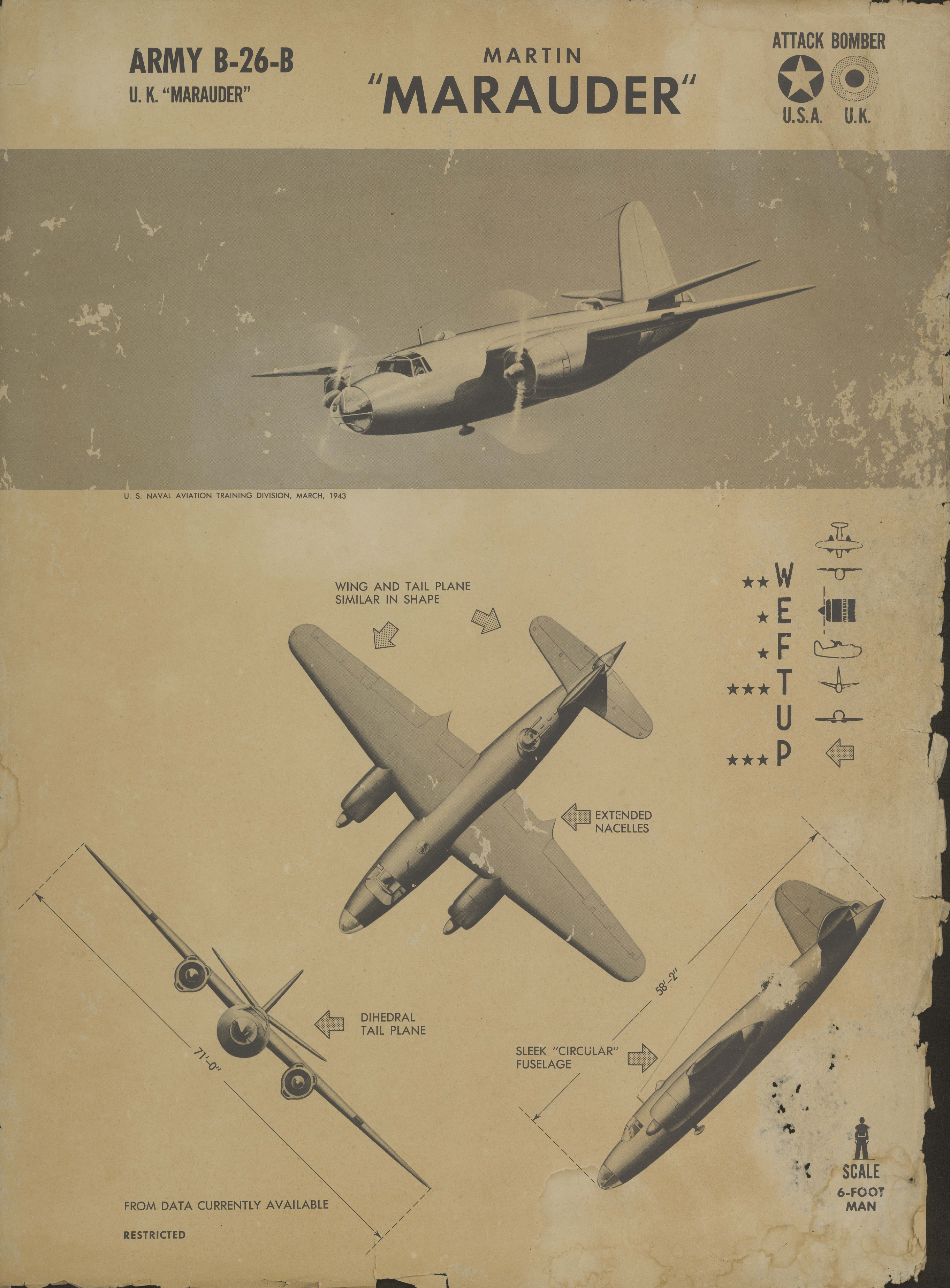 Sample page 1 from AirCorps Library document: B-26-B Marauder Recognition Poster