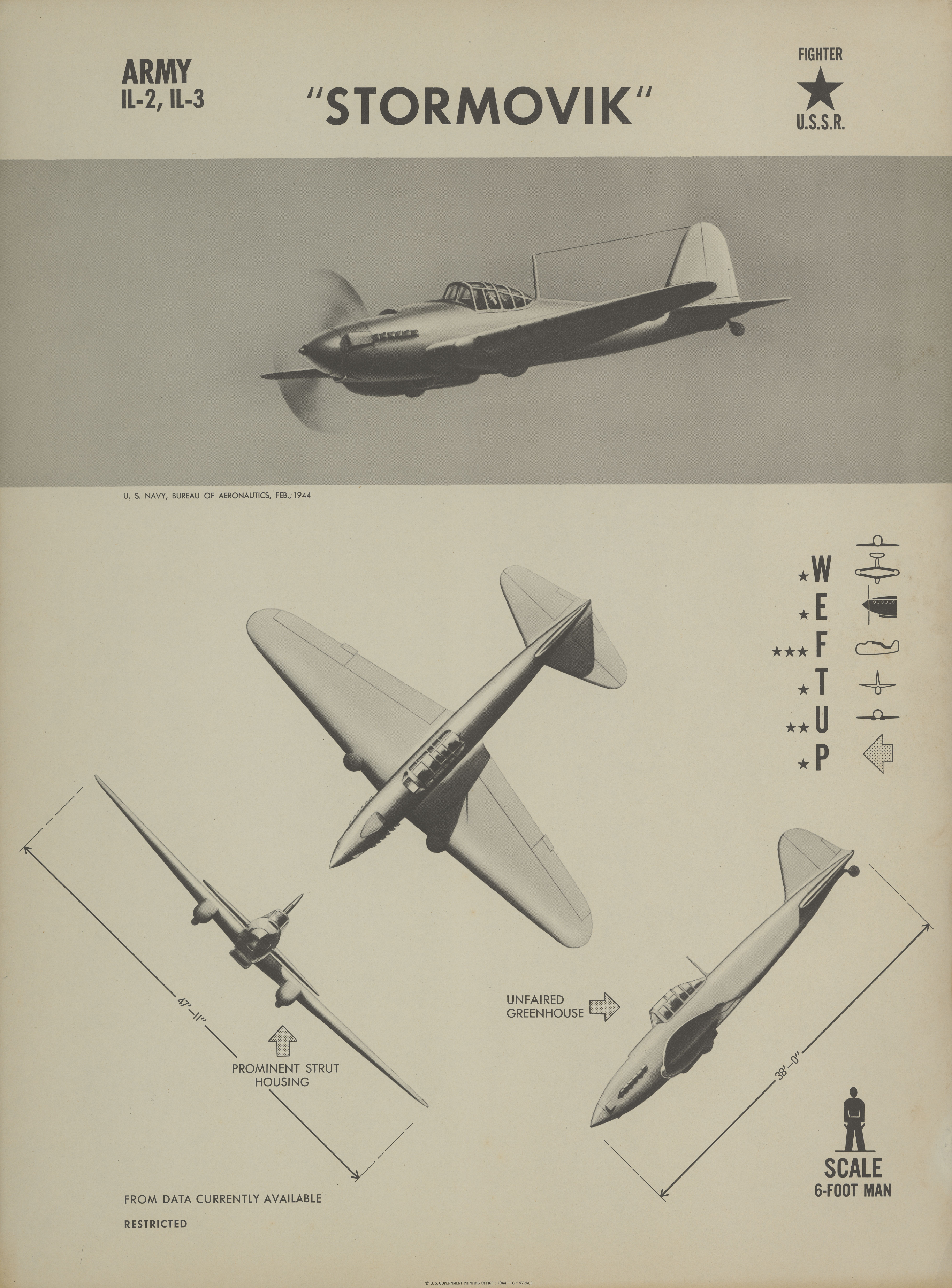 Sample page 1 from AirCorps Library document: IL-2 and IL-3 Stormovik Recognition Poster