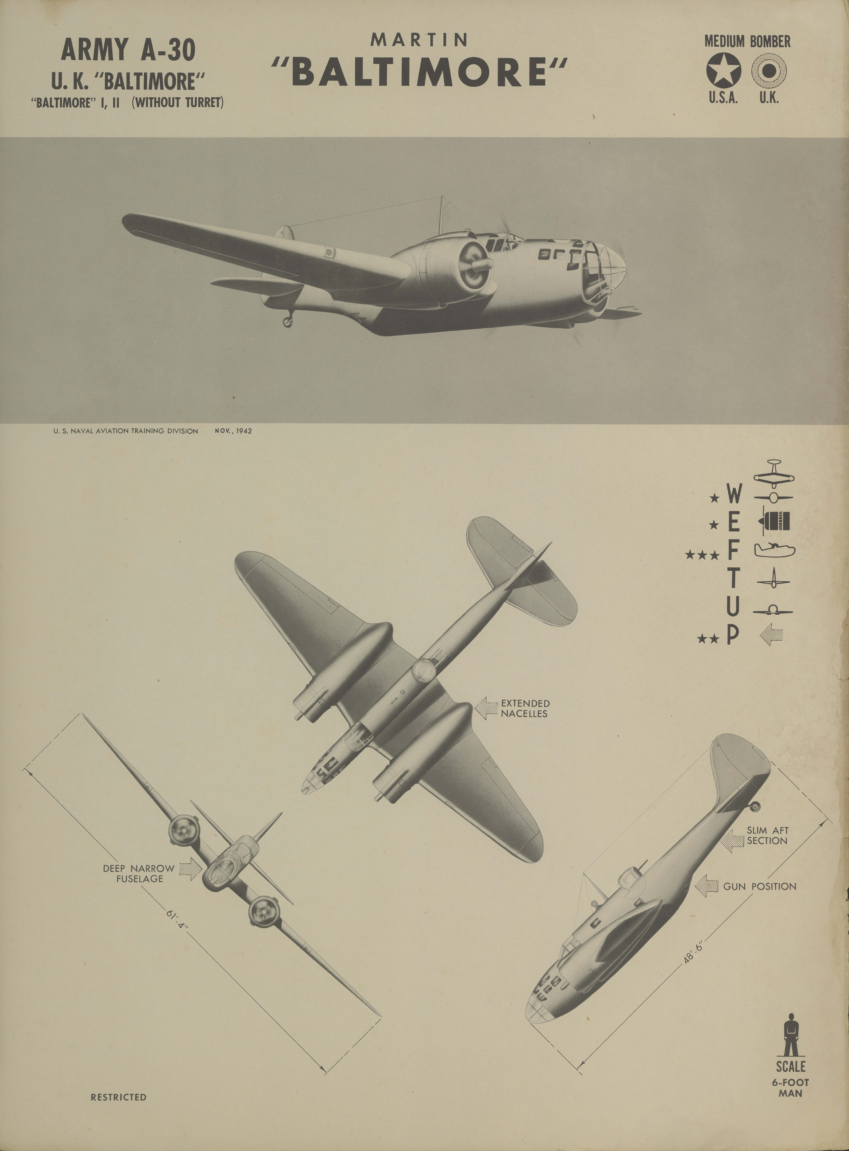 Sample page 1 from AirCorps Library document: A-30 Baltimore Recognition Poster