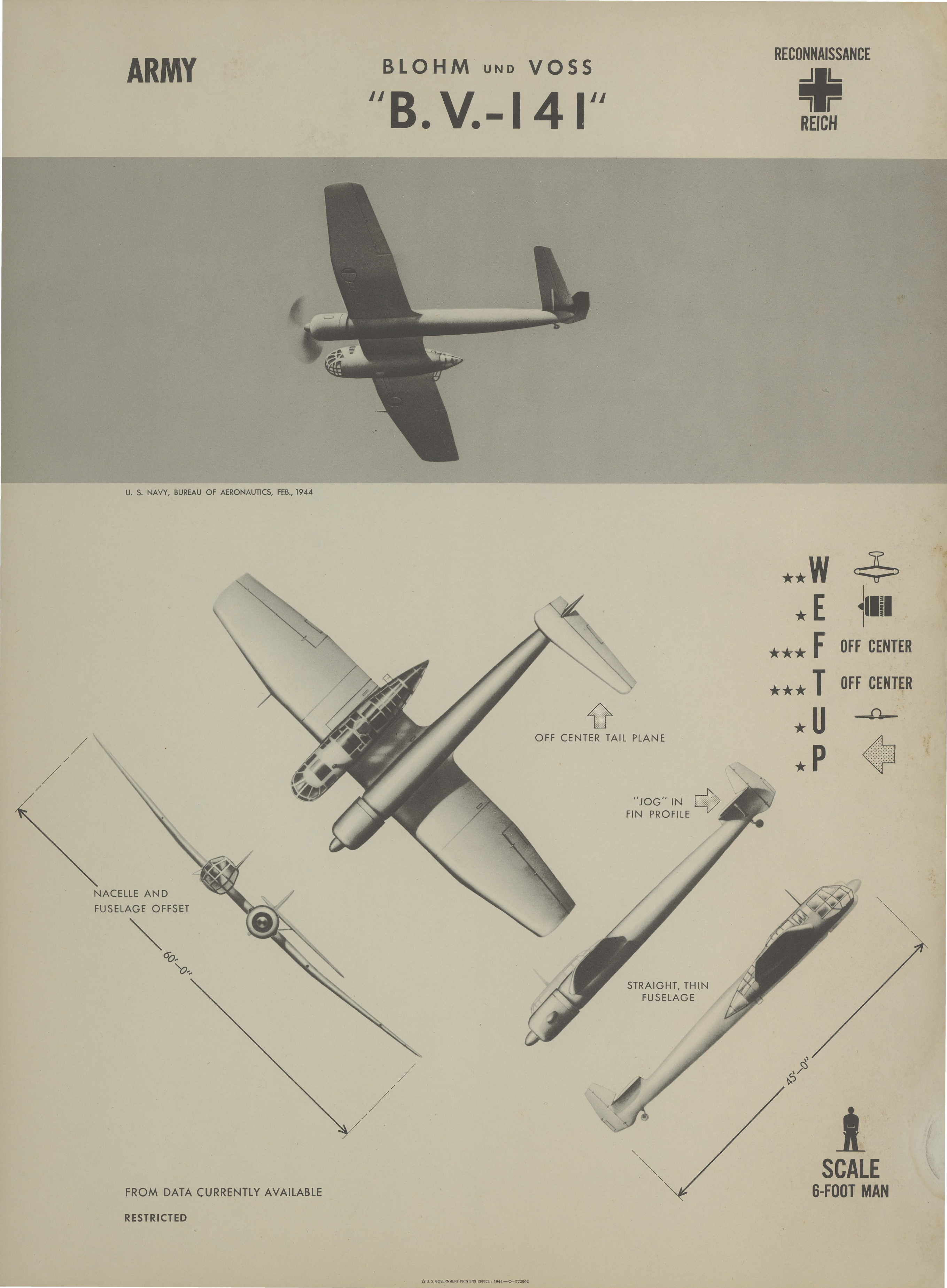 Sample page 1 from AirCorps Library document: Blohm B.V.-141 Recognition Poster