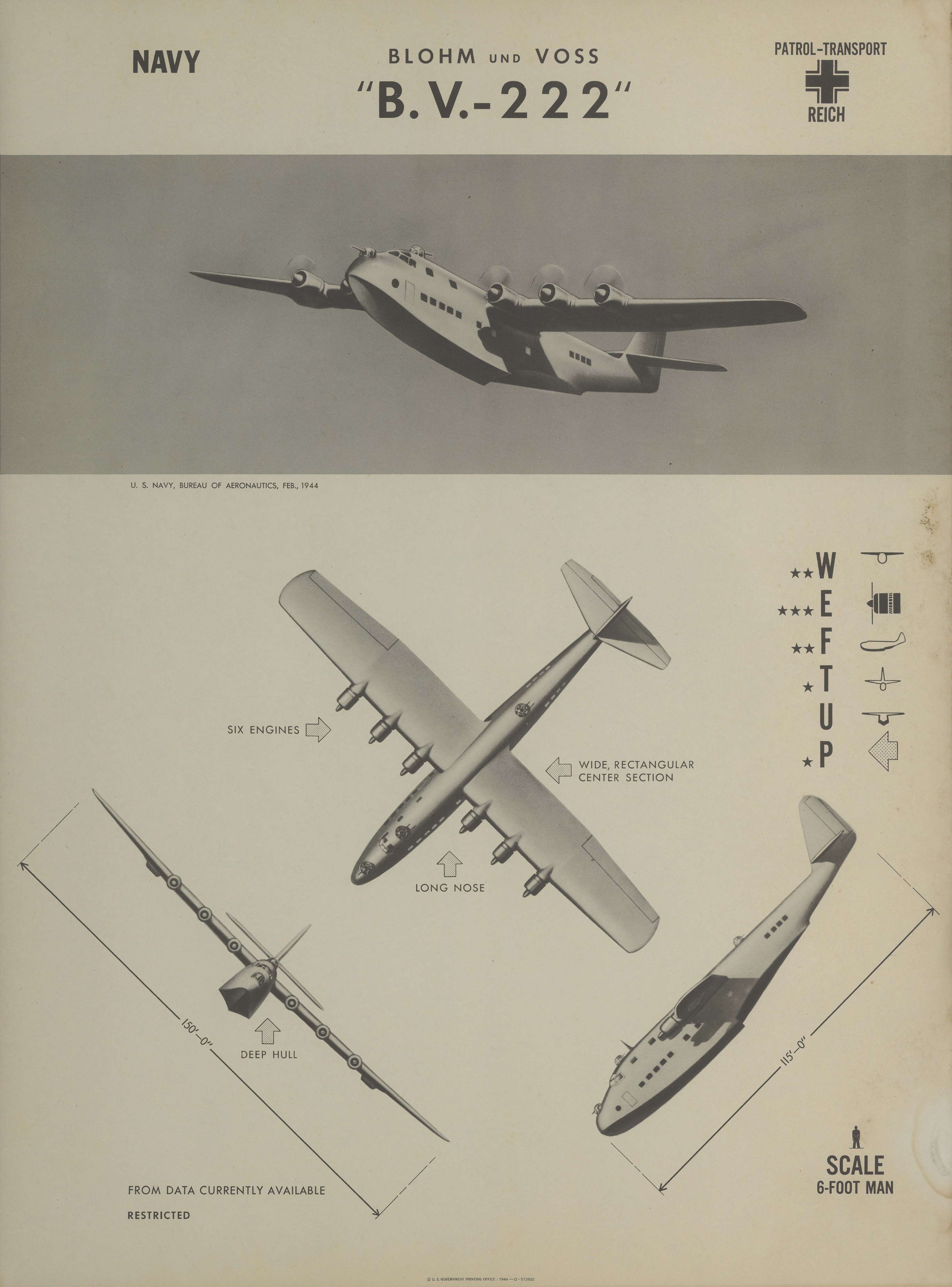 Sample page 1 from AirCorps Library document: Blohm B.V.-222 Recognition Poster