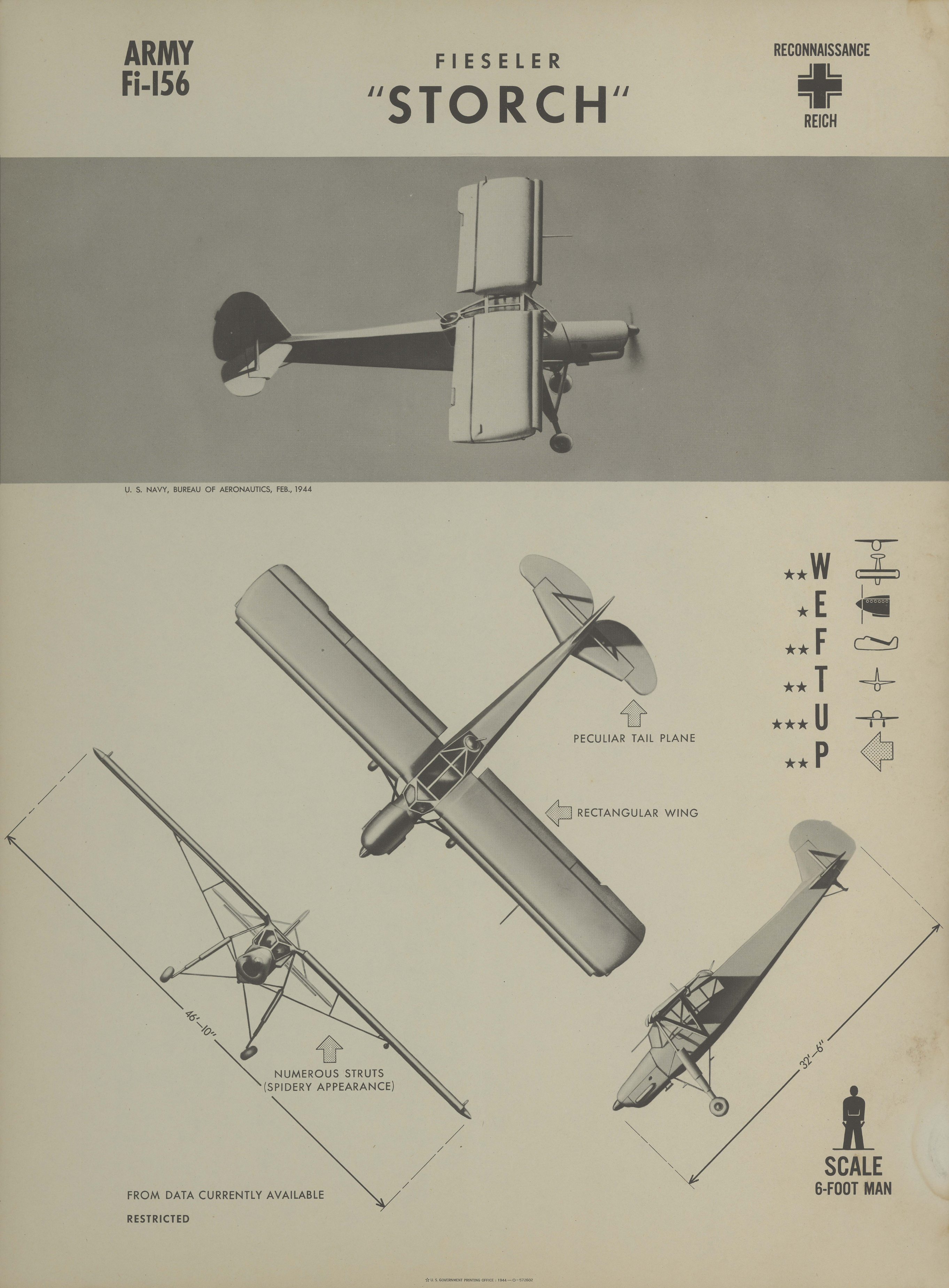 Sample page 1 from AirCorps Library document: Fi-156 Storch Recognition Poster