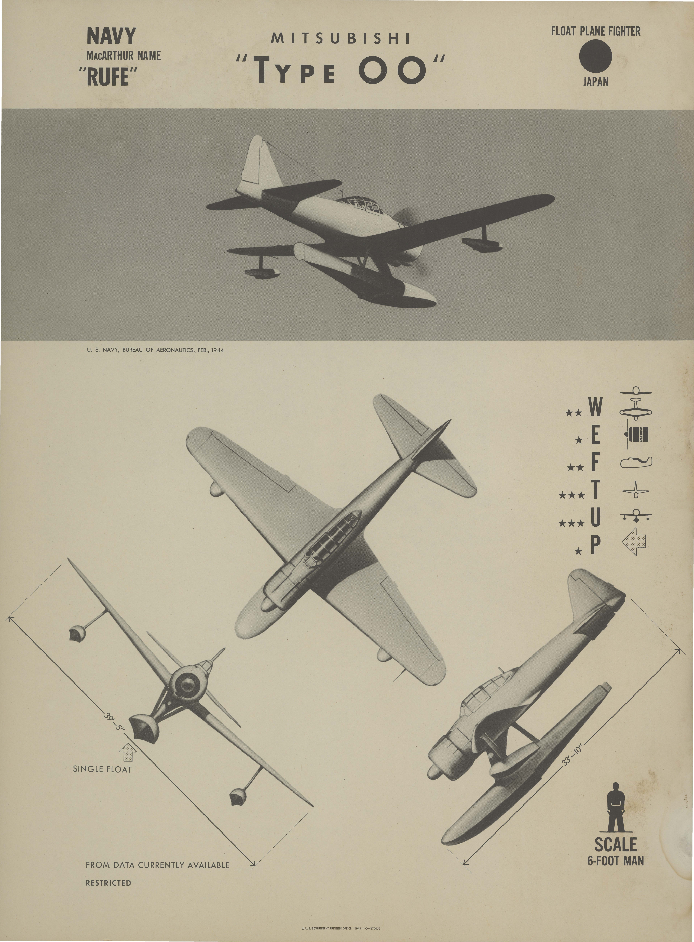Sample page 1 from AirCorps Library document: Mitsubishi Type OO Rufe Recognition Poster