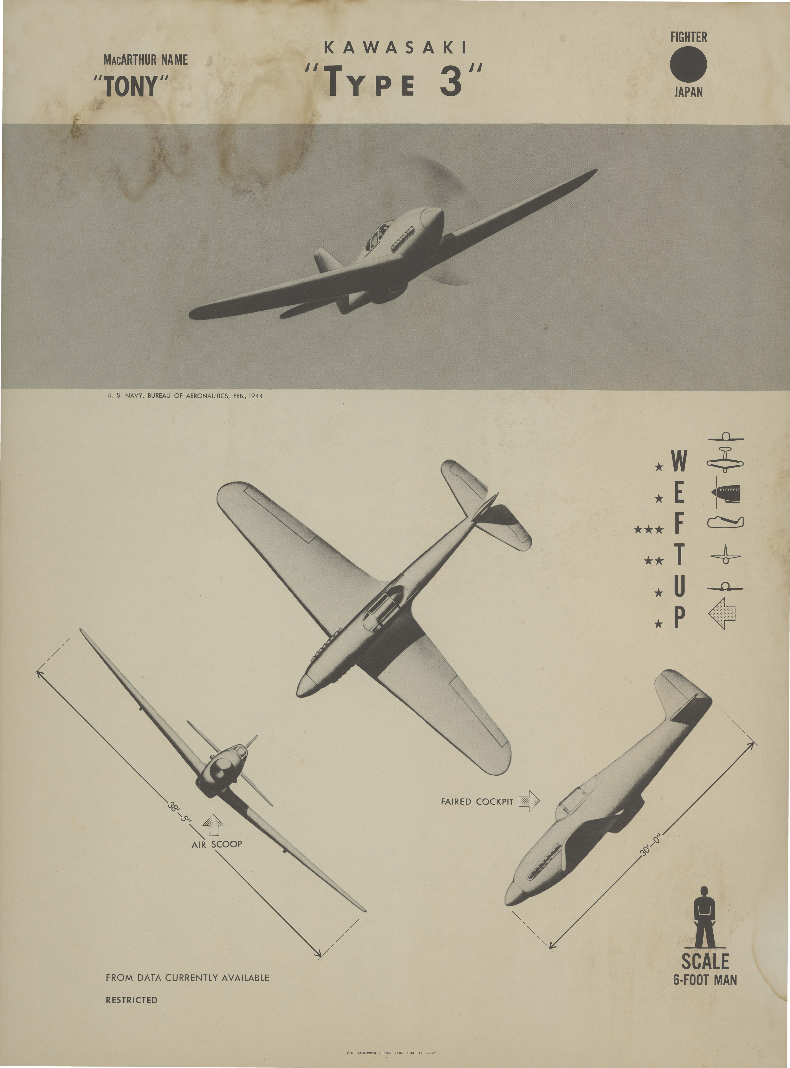 Sample page 1 from AirCorps Library document: Kawasaki Type 3 Tony Recognition Poster