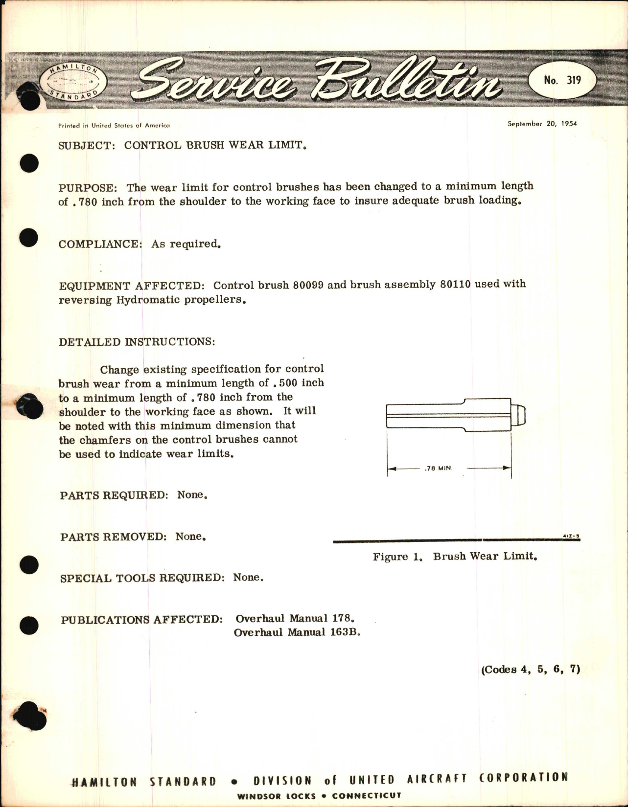 Sample page 1 from AirCorps Library document: Control Brush Wear Limit