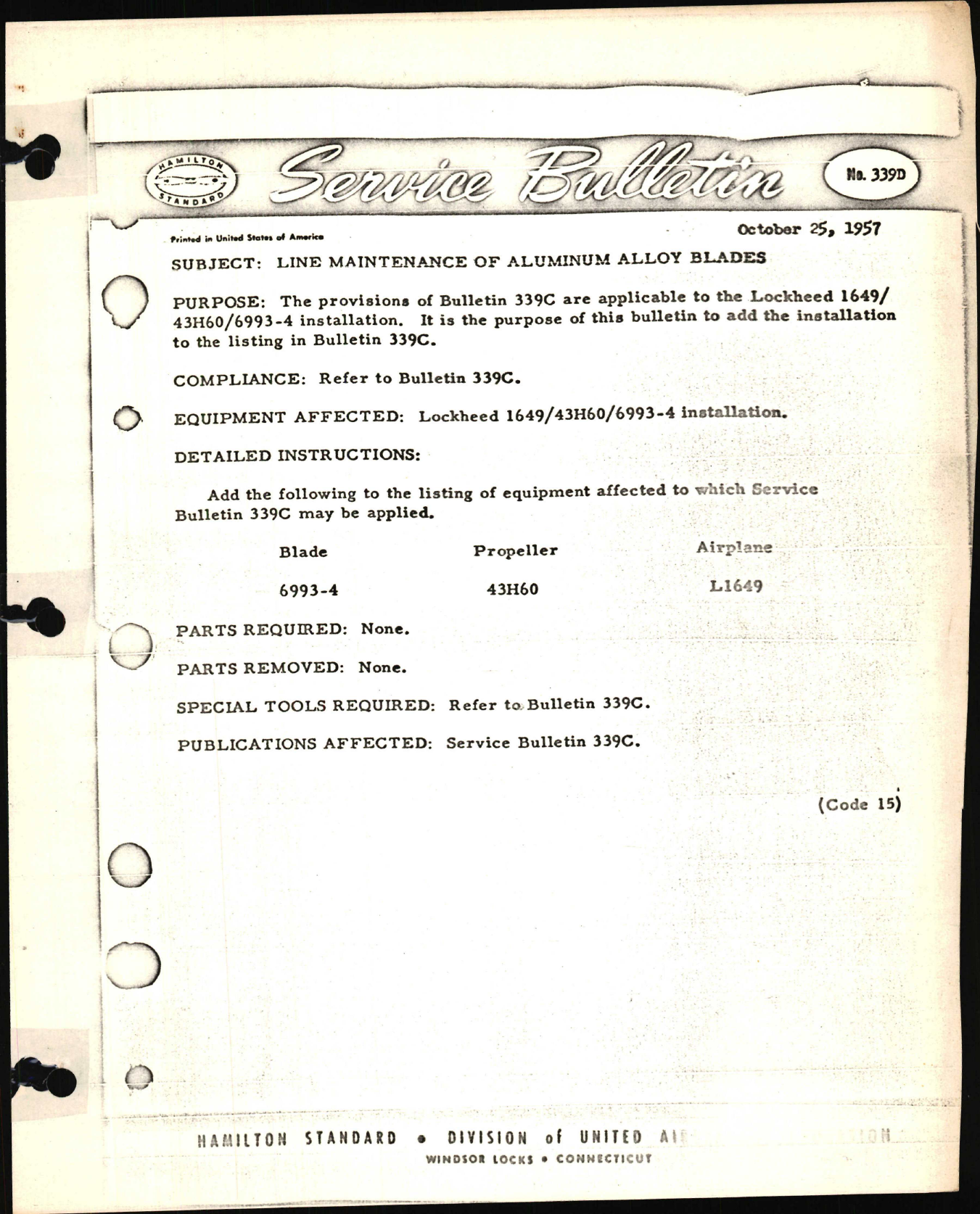 Sample page 1 from AirCorps Library document: Line Maintenance of Aluminum Alloy Blades