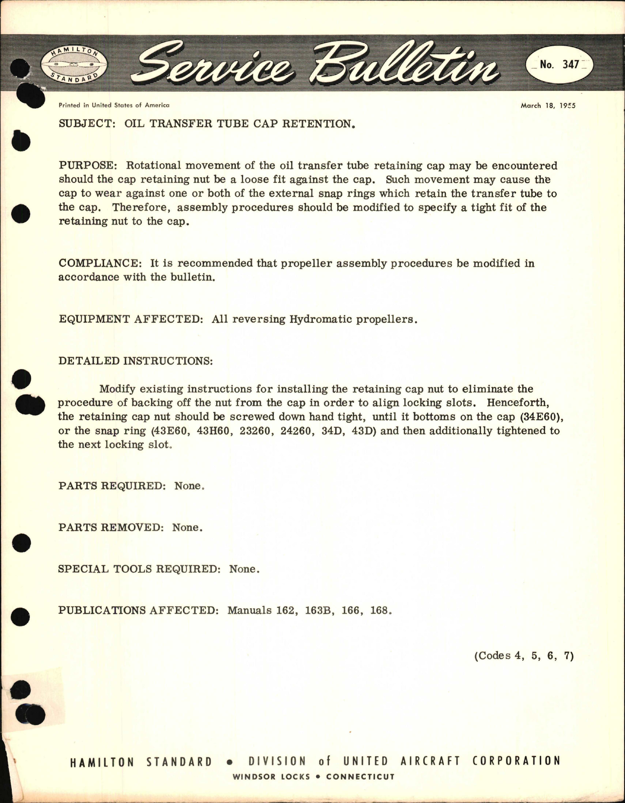 Sample page 1 from AirCorps Library document: Oil Transfer Tube Cap Retention