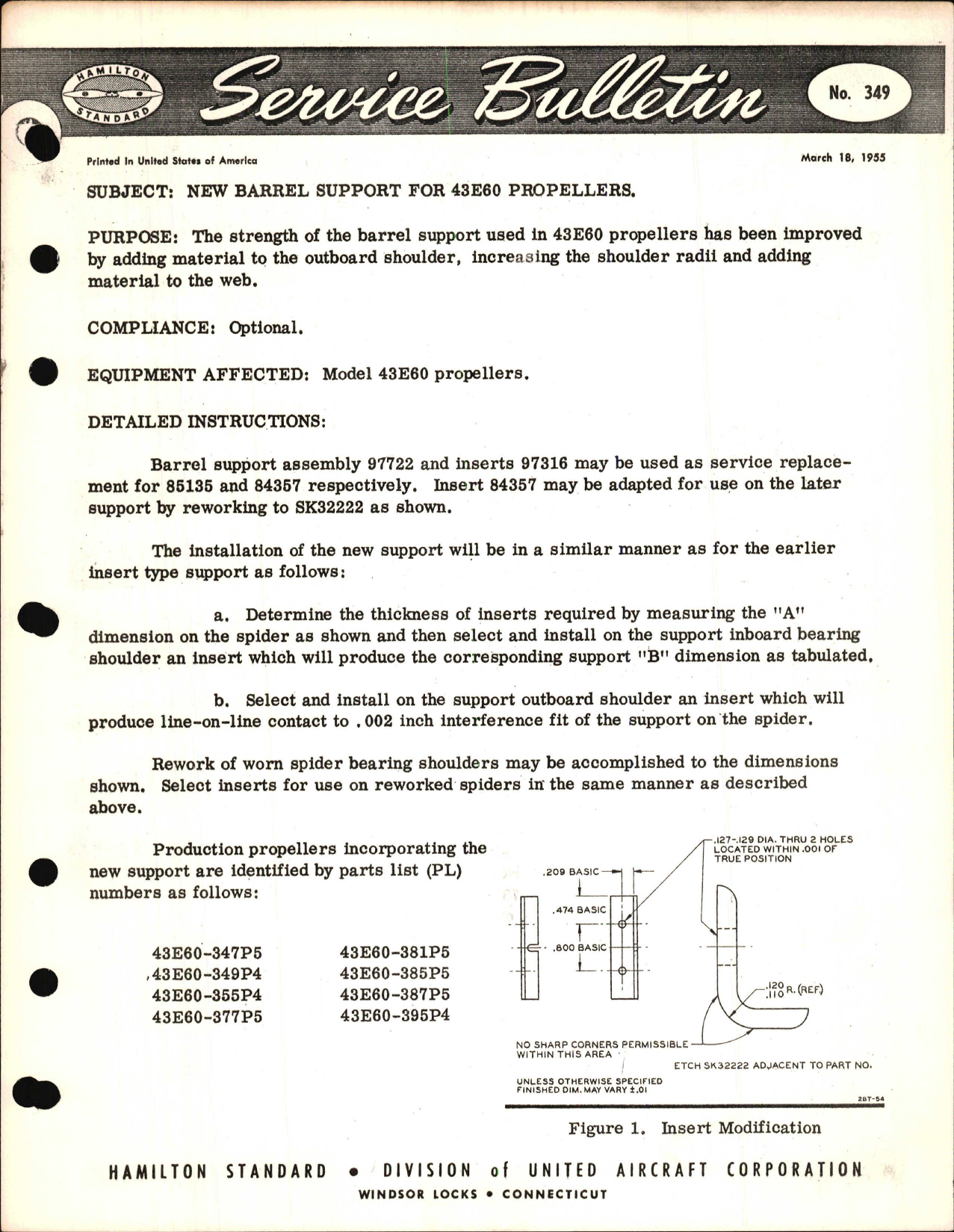 Sample page 1 from AirCorps Library document: New Barrel Support for 43E60 Propellers