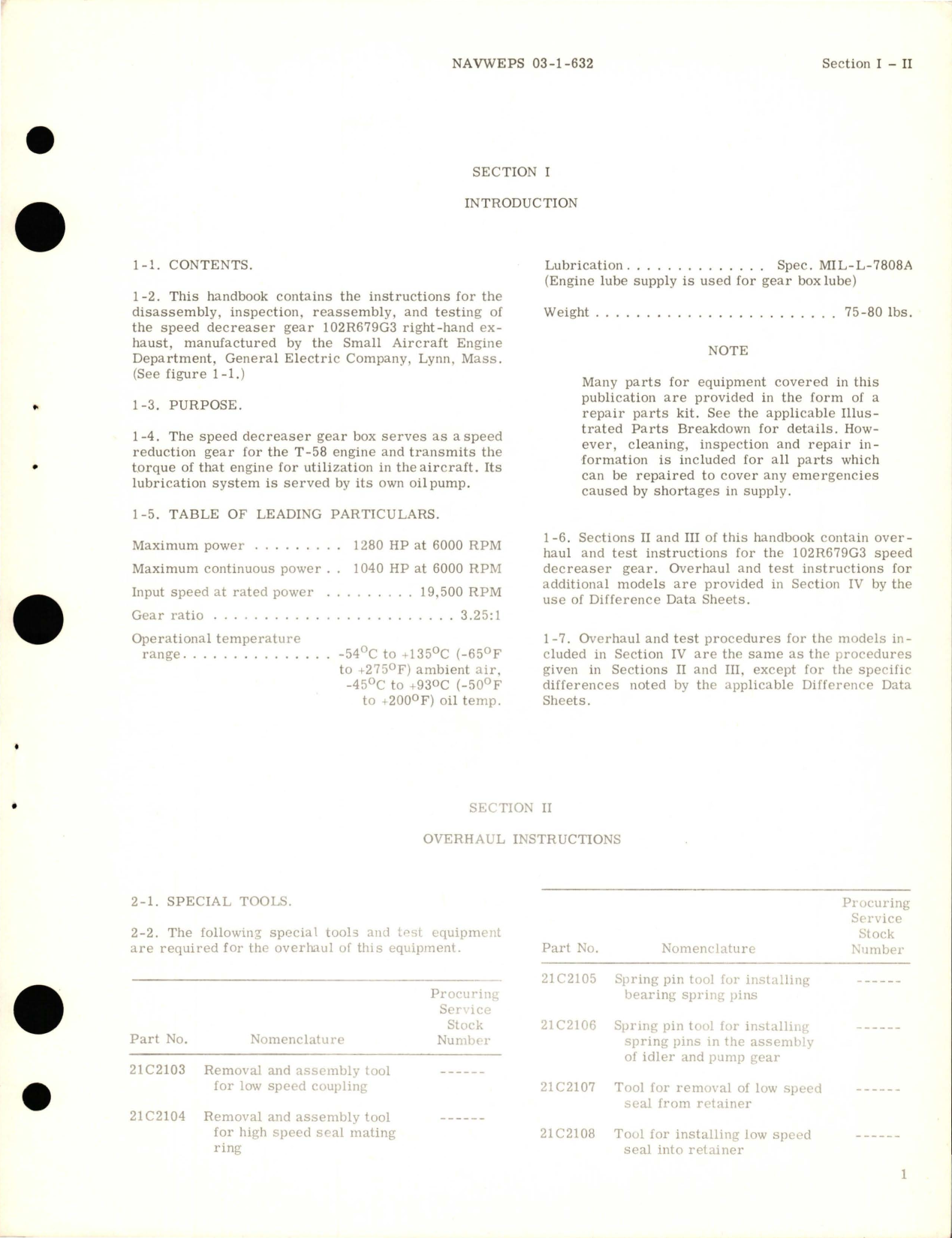 Sample page 5 from AirCorps Library document: Overhaul Instructions for Speed Decreaser Gear and Associated Parts - Parts 102R679G3, 102R678G3, and 102R678G6 for T-58 Engine 