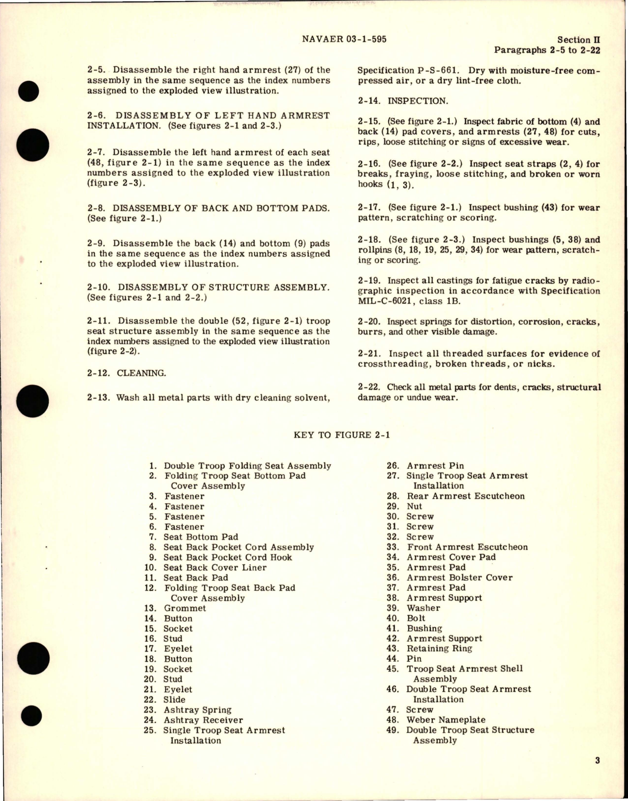 Sample page 5 from AirCorps Library document: Overhaul Instructions for Single, Double, and Triple Folding Troop Seat Assemblies - Parts 74001, 74002, 74003 