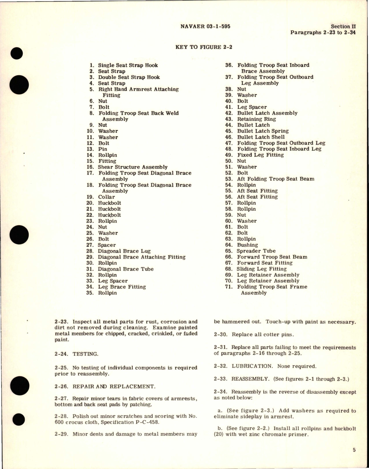 Sample page 7 from AirCorps Library document: Overhaul Instructions for Single, Double, and Triple Folding Troop Seat Assemblies - Parts 74001, 74002, 74003 